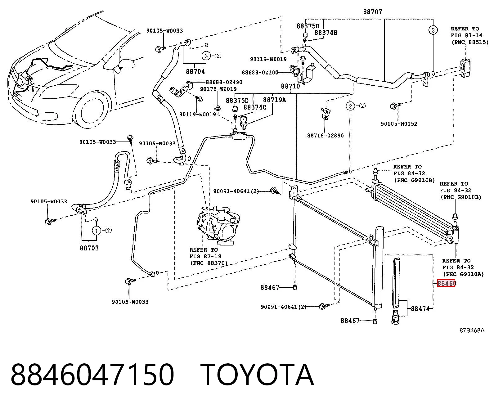 8846047150 Toyota Chłodnica klimatyzacji