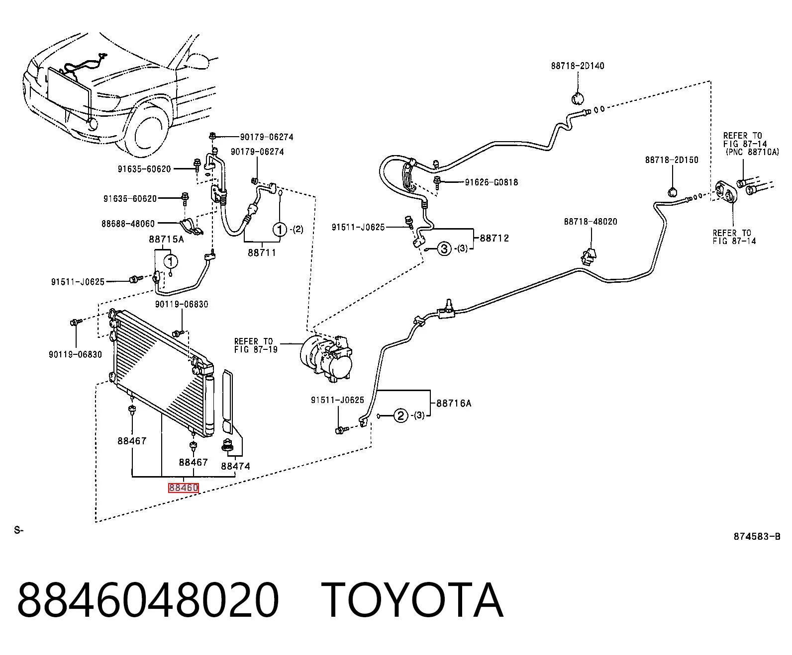 Chłodnica klimatyzacji do Toyota Highlander I ACU2, MCU2