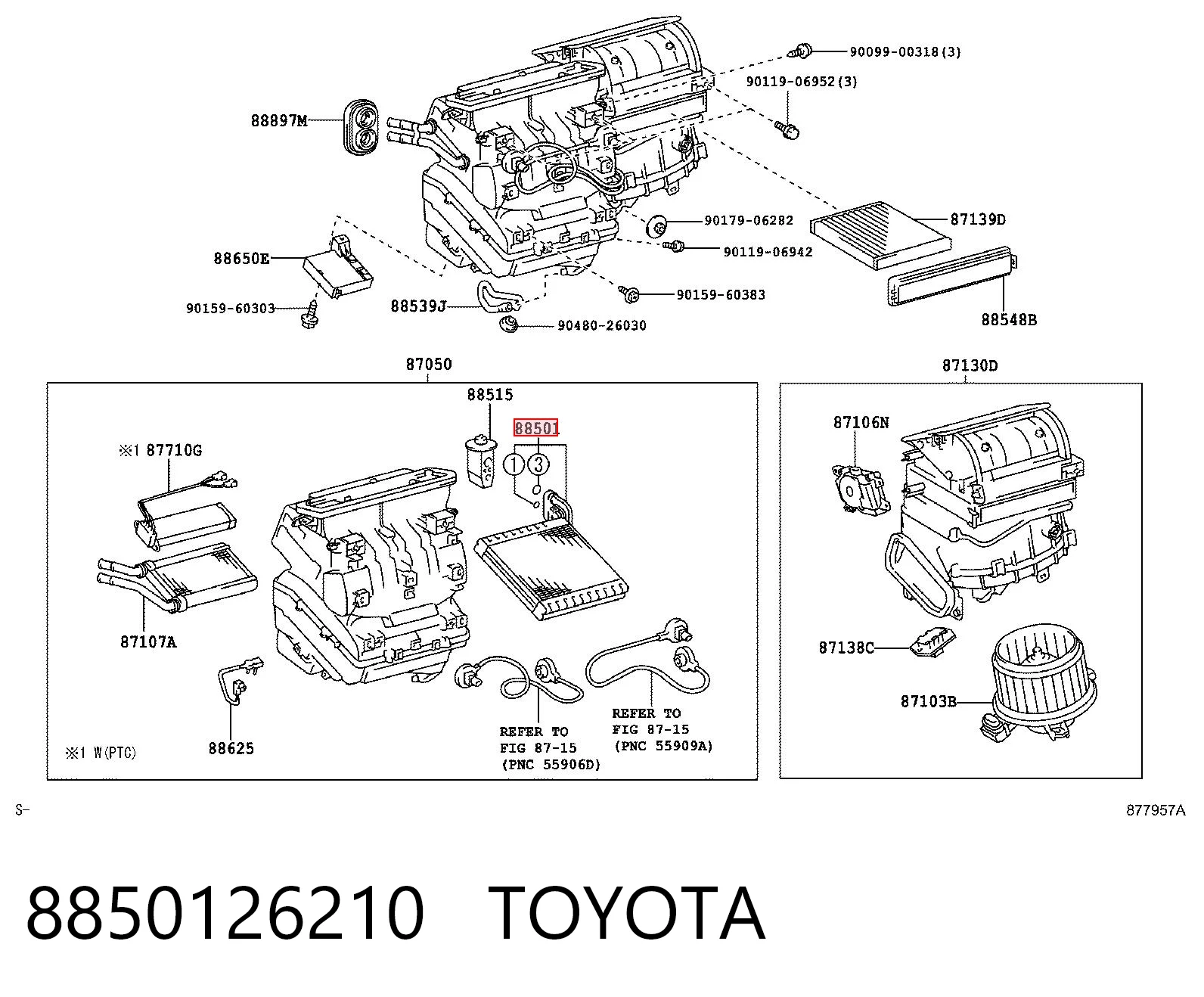 8850126210 Toyota Parownik klimatyzacji
