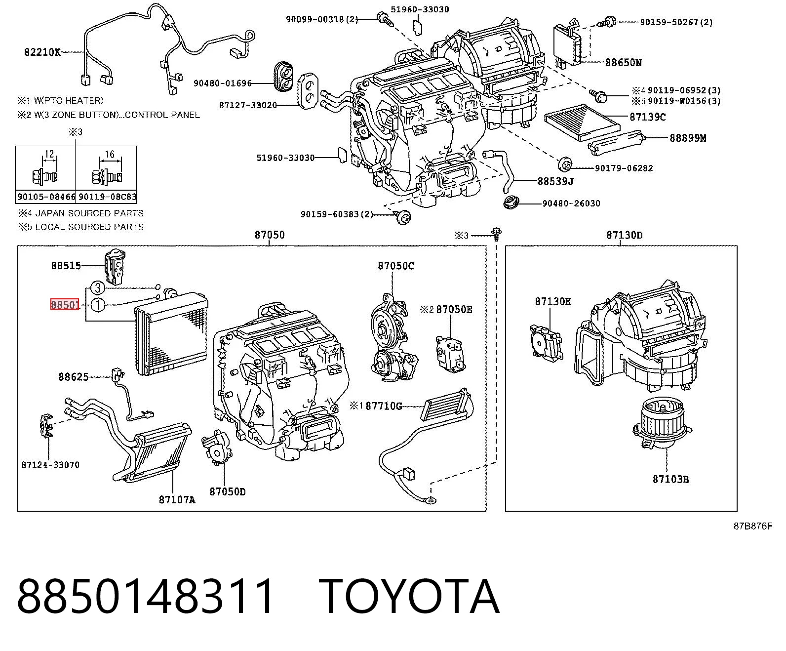 8850148311 Toyota Parownik klimatyzacji