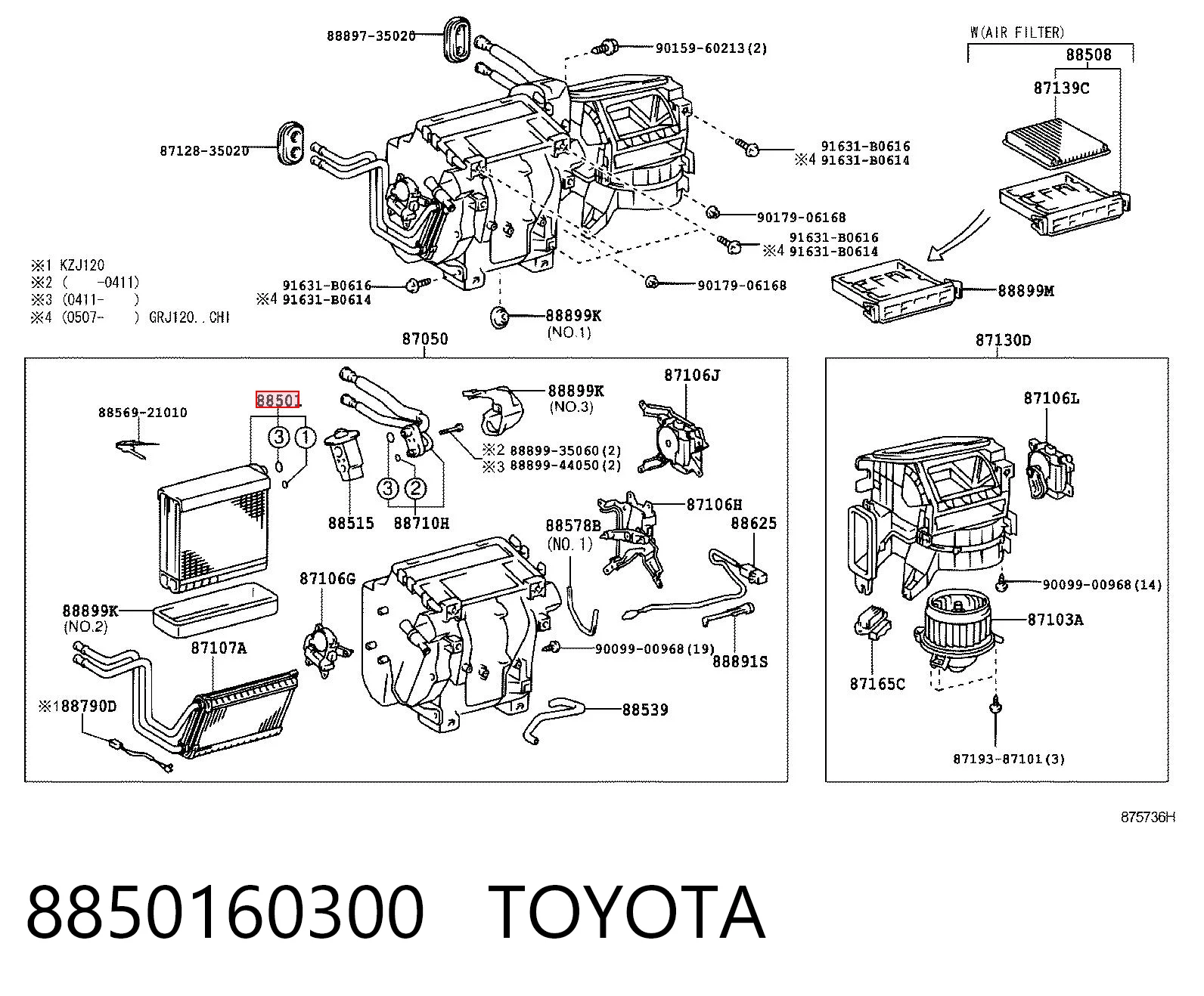 8850160300 Toyota Parownik klimatyzacji