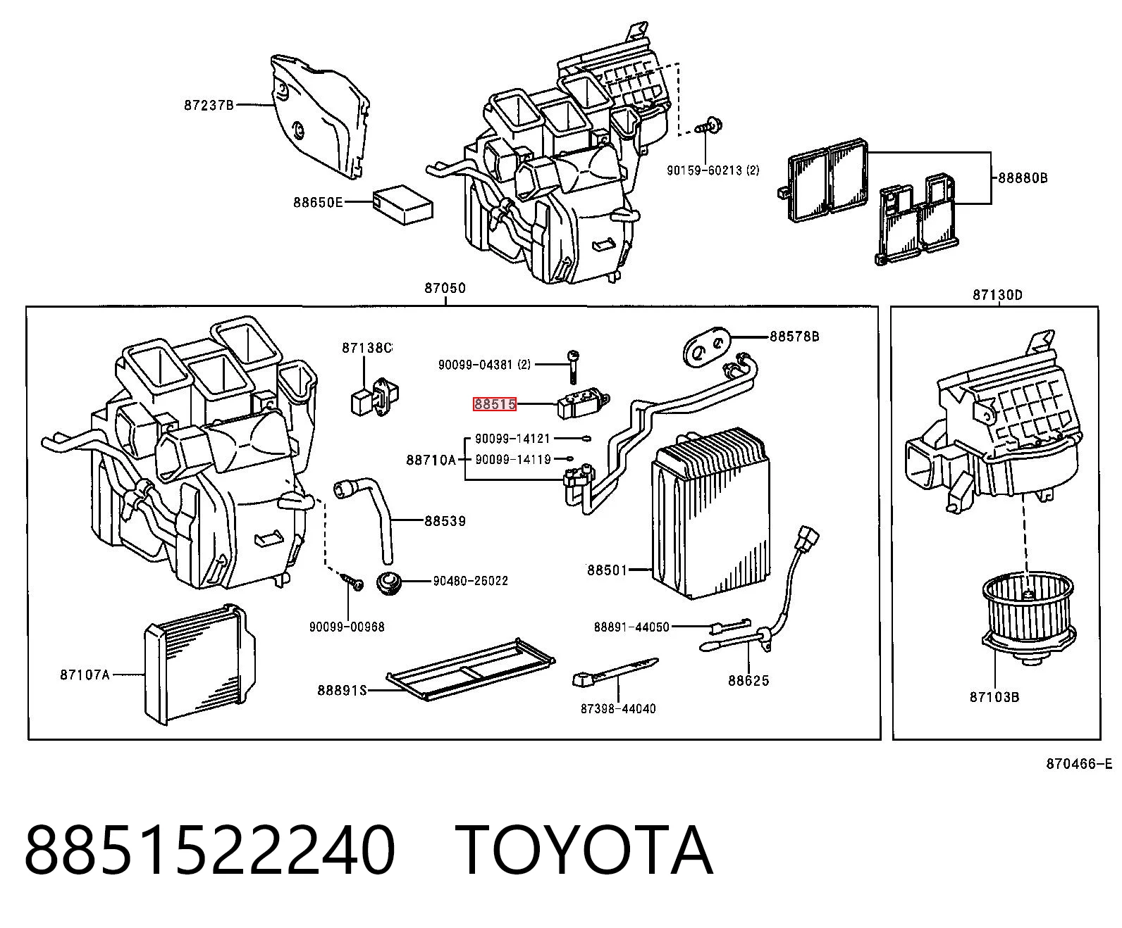 8851522240 Toyota Zawór termostatyczny klimatyzacji