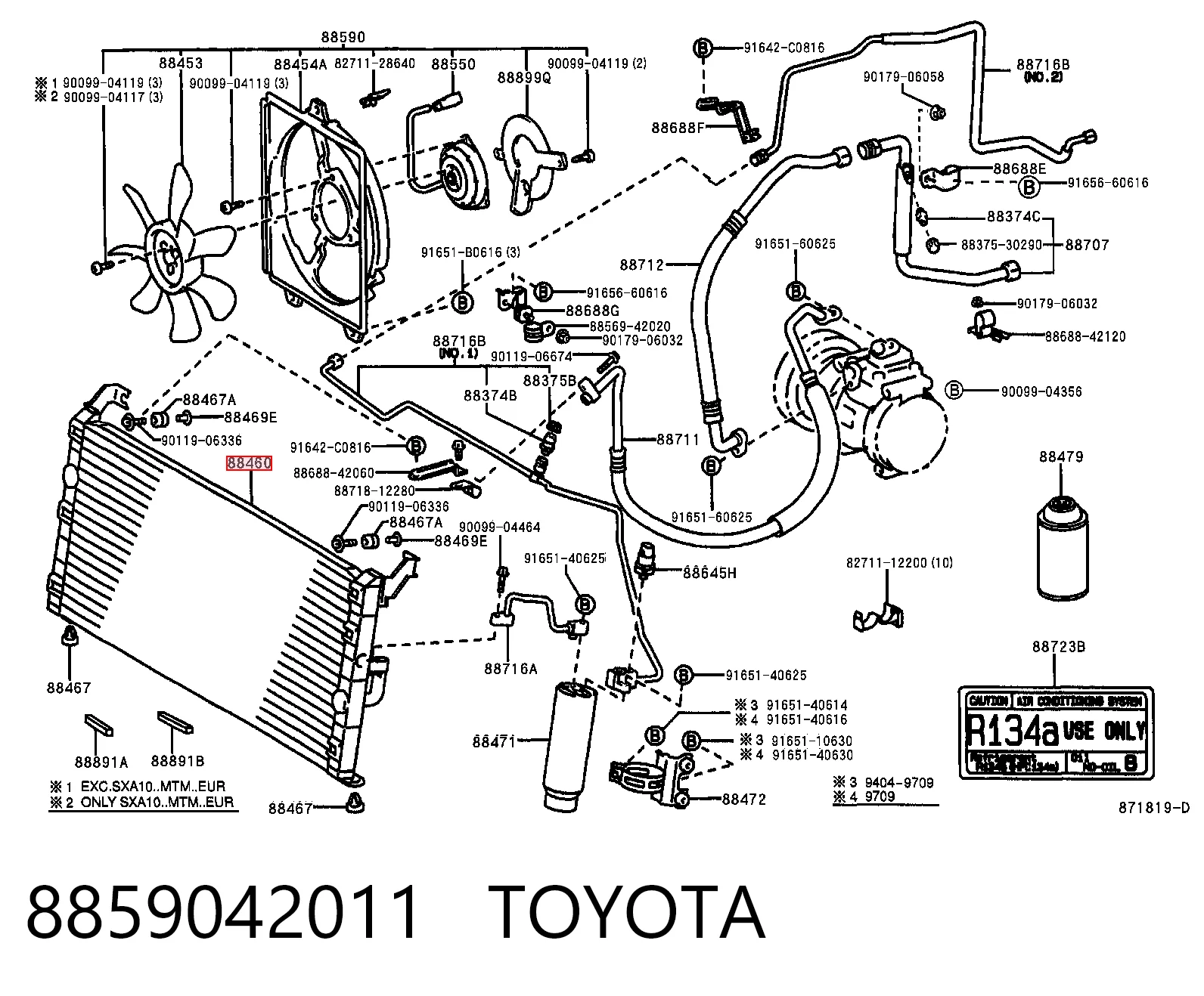 Chłodnica klimatyzacji Toyota RAV4 I SUV (XA) (1994 - 2000) cena, od 101,64 USD