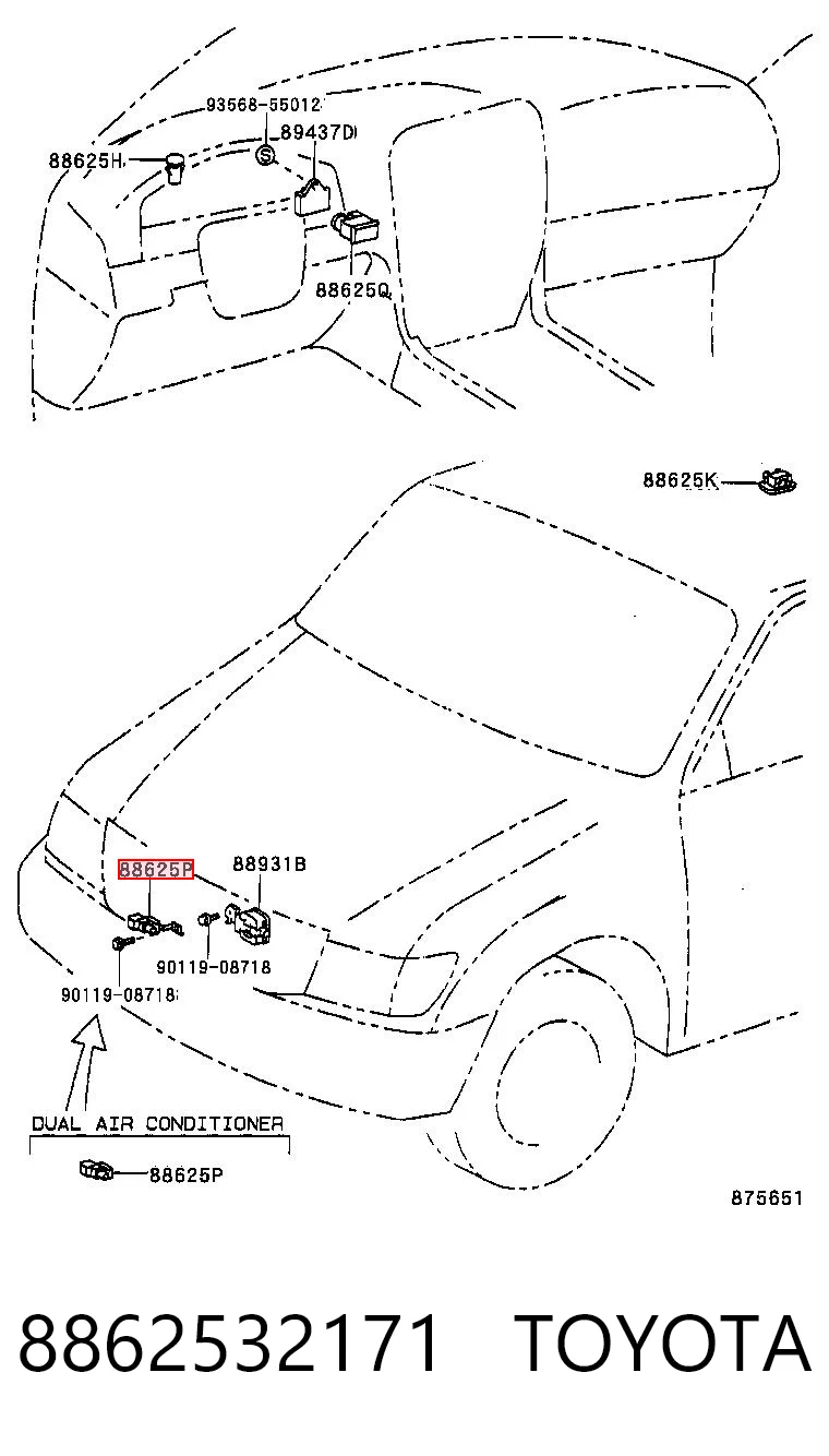 Do koszyka Czujnik temperatury zewnętrznej Toyota Avensis I T22