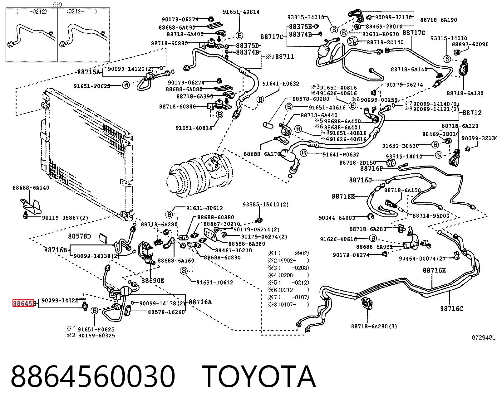 8864560030 Toyota Czujnik ciśnienia bezwzględnego klimatyzacji
