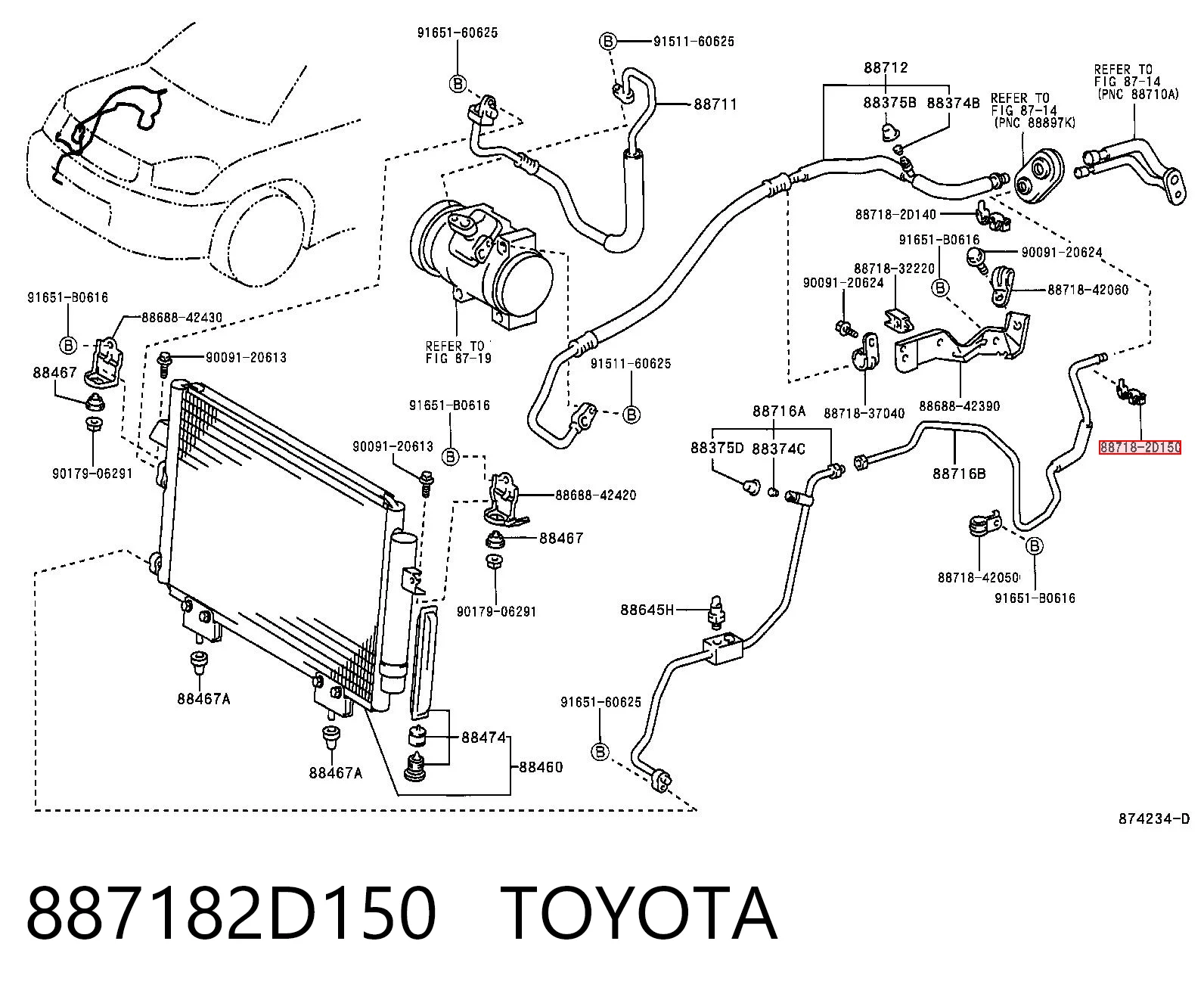 887182D150 Toyota Wspornik sprężarki klimatyzacji