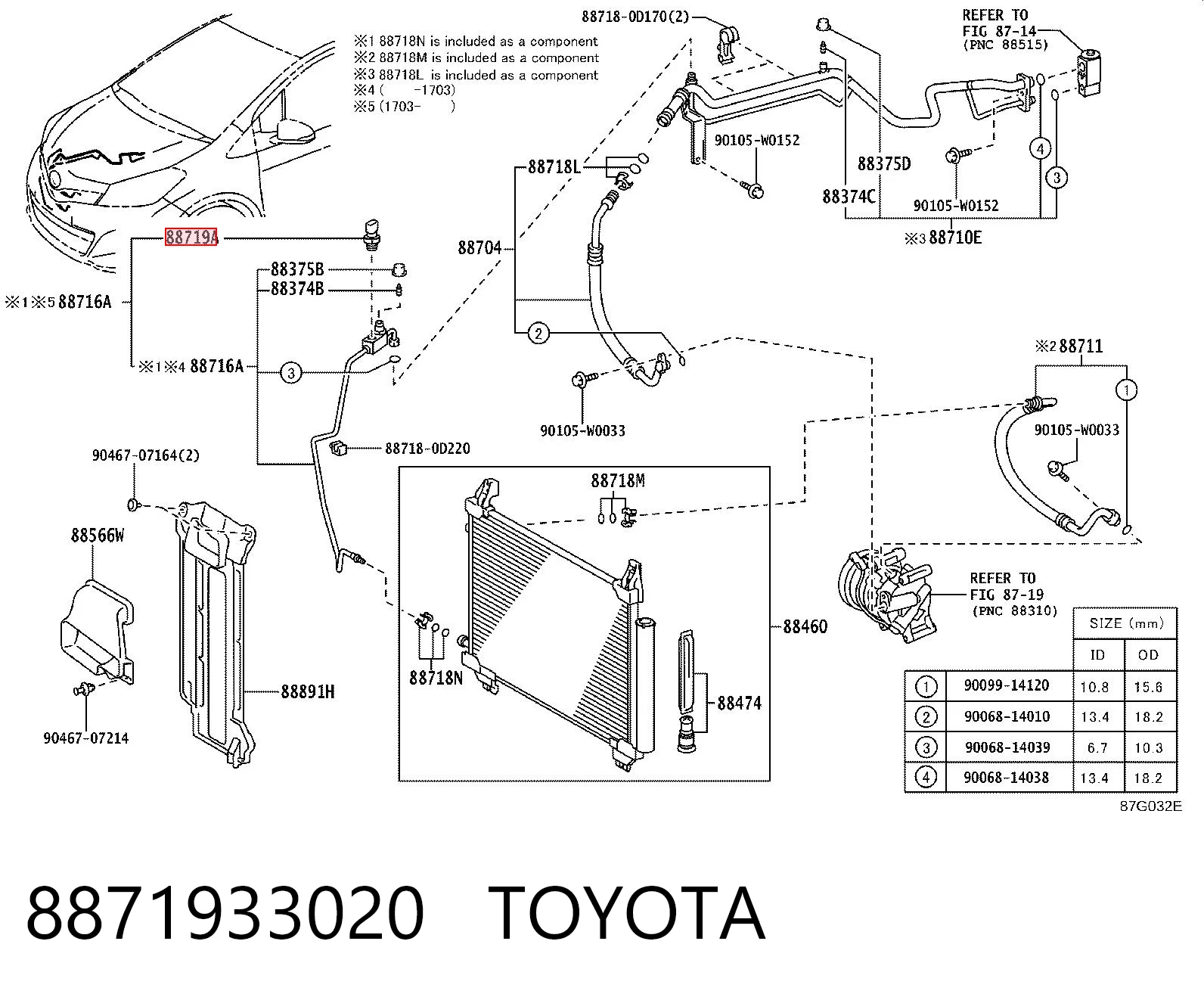 8871933020 Toyota Czujnik ciśnienia bezwzględnego klimatyzacji
