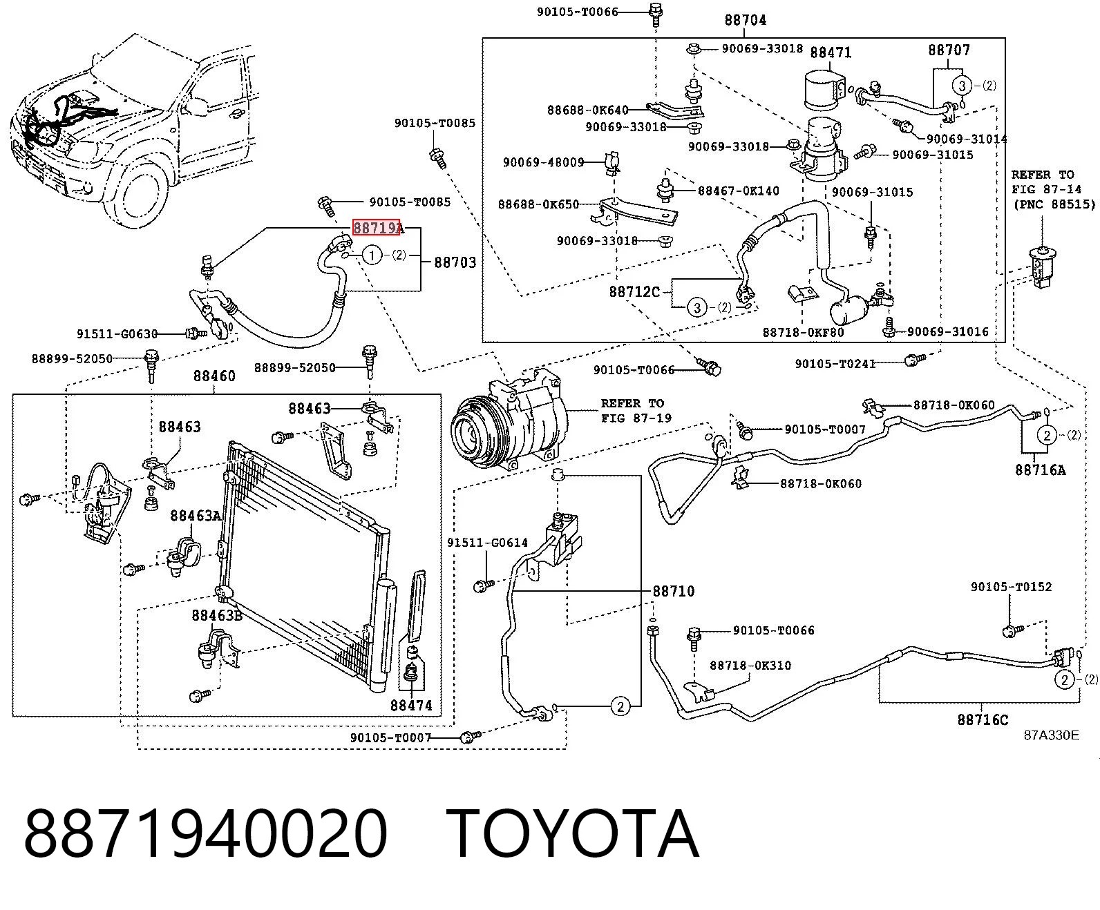 8871940020 Toyota Czujnik ciśnienia bezwzględnego klimatyzacji