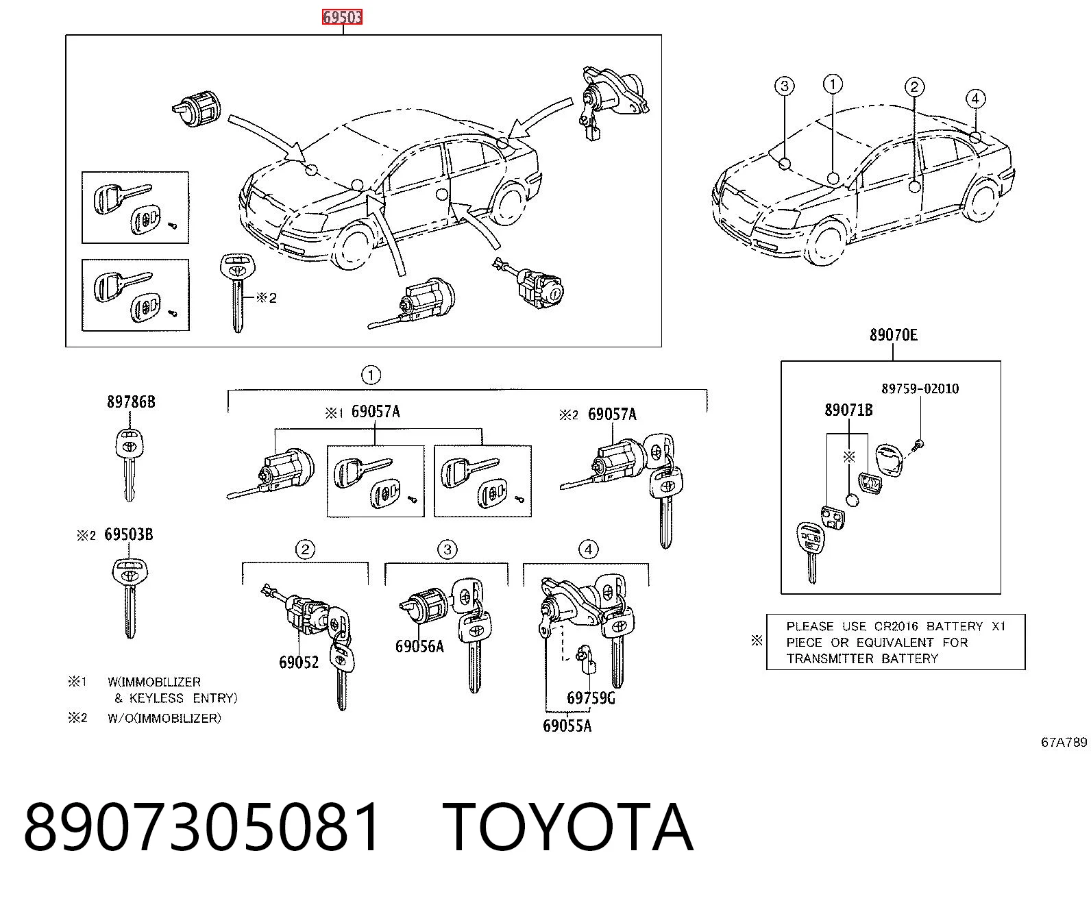 Kupić Zestaw wkładek zamków Toyota Avensis  T25 w dobrej cenie