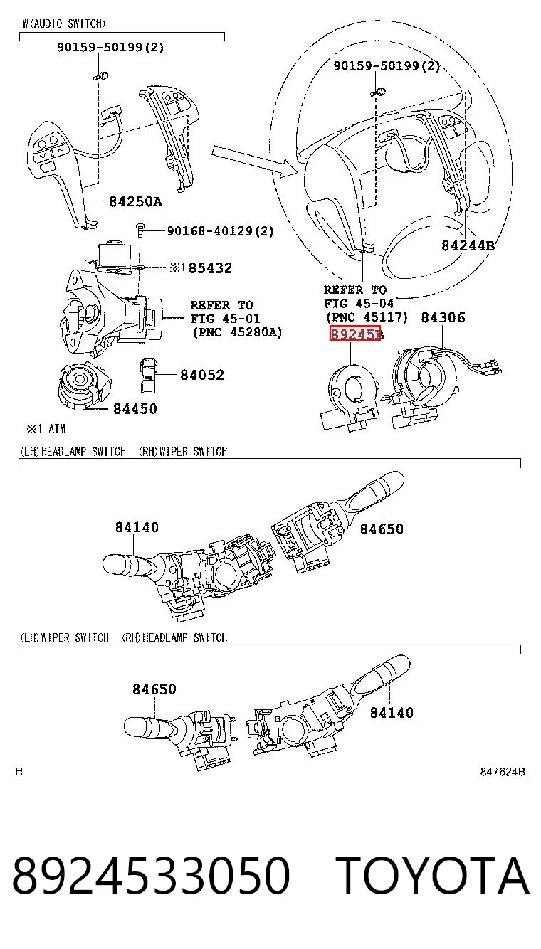 Czujnik kąta skrętu kierownicy do Toyota Camry VI V40