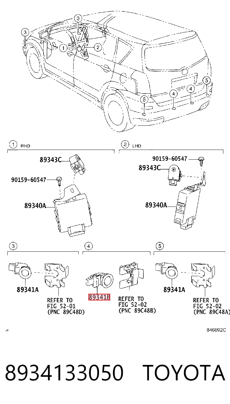 8934133050 Toyota Czujnik parkowania tylny