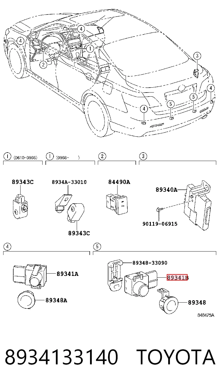 8934133140 Toyota Czujnik parkowania tylny