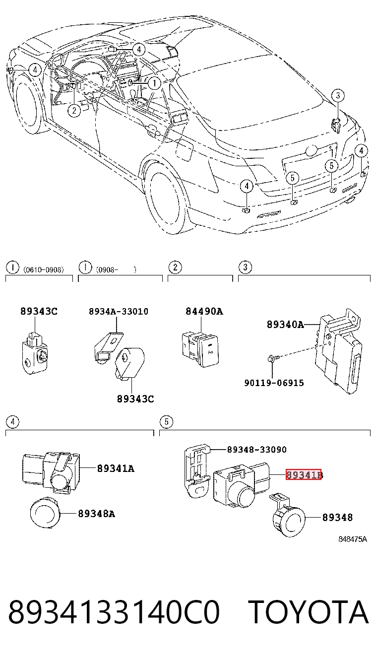 8934133140C0 Toyota Czujnik parkowania tylny