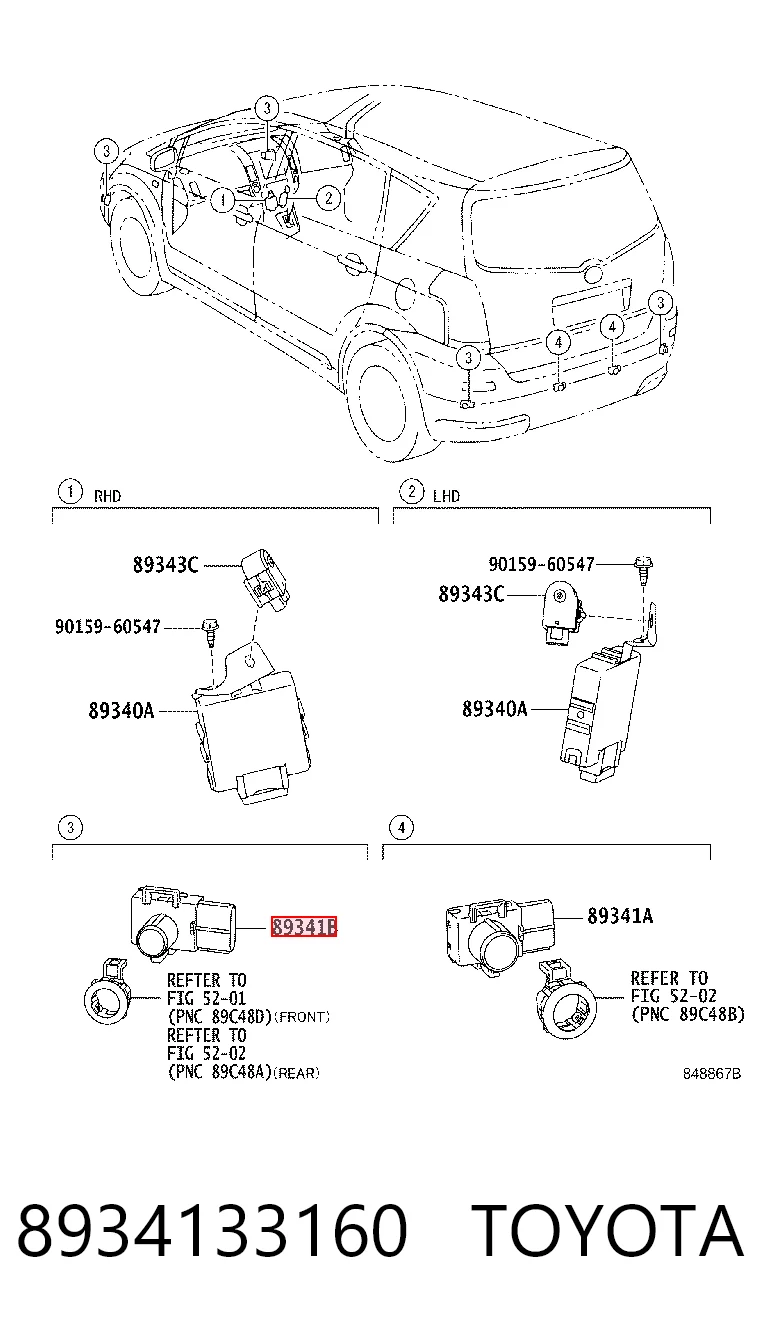 8934133160 Toyota Czujnik parkowania przedni boczny