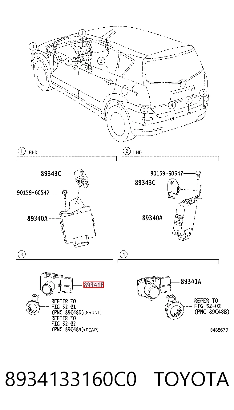 8934133160C0 Toyota Czujnik parkowania przedni boczny