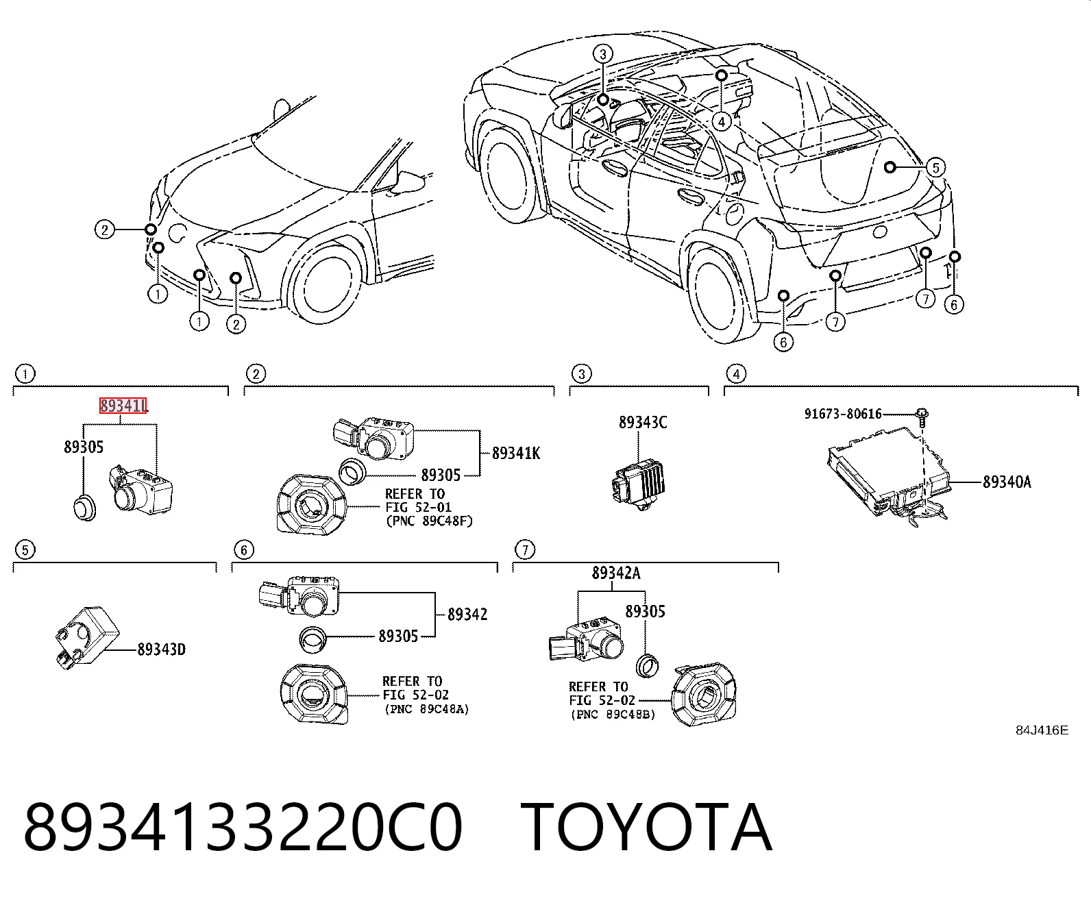 8934133220C0 Toyota Czujnik parkowania przedni