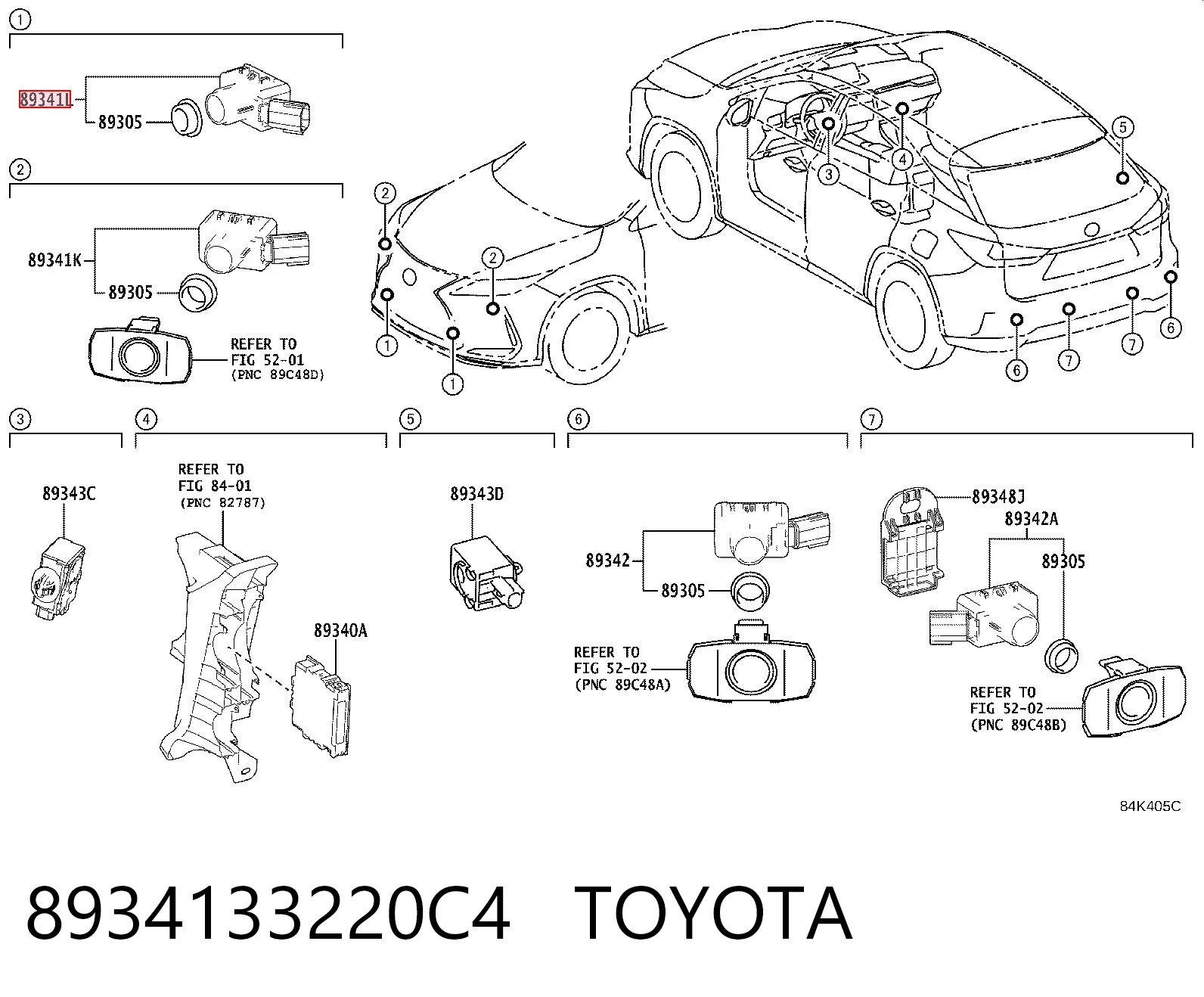 8934133220C4 Toyota Czujnik parkowania przedni