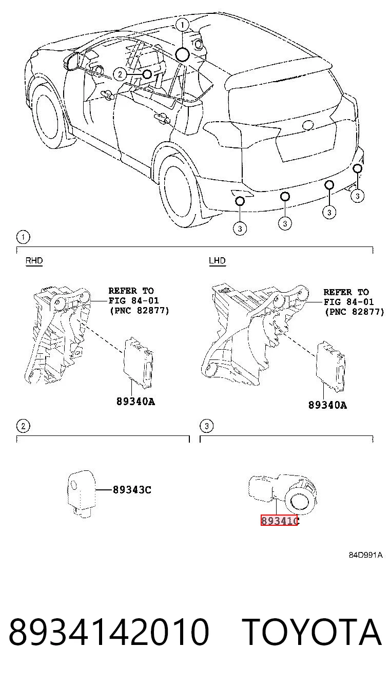 8934142010 Toyota Czujnik parkowania tylny