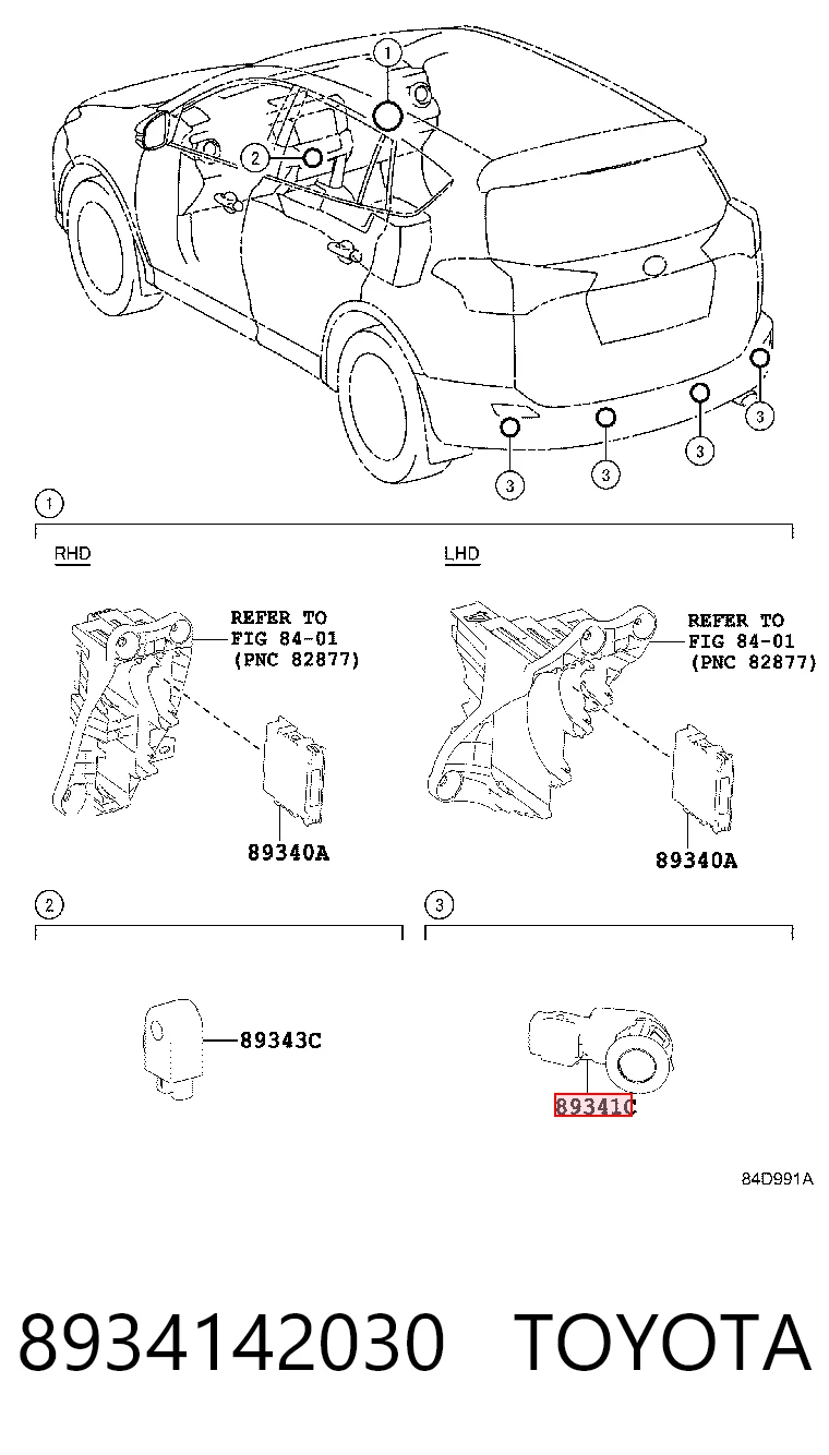 8934142030 Toyota Czujnik parkowania tylny