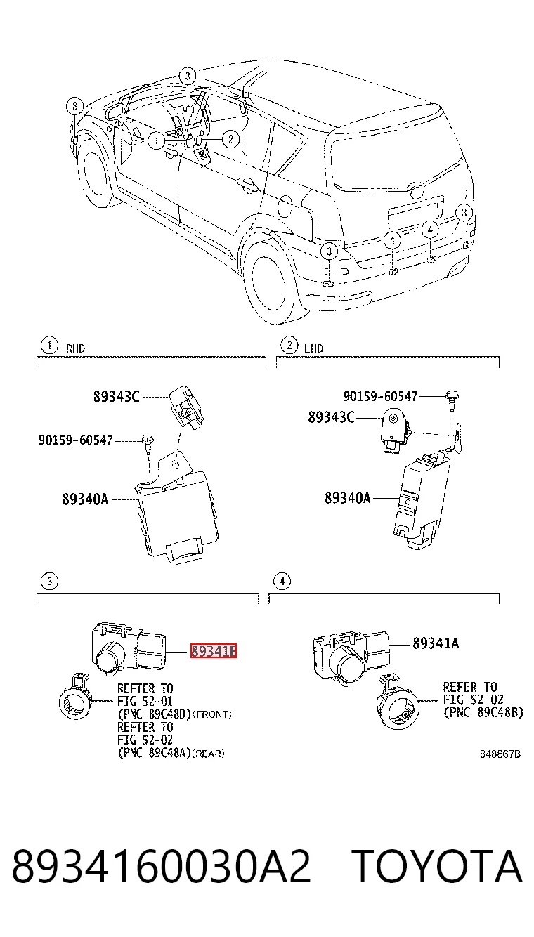 8934160030A2 Toyota Czujnik parkowania przedni boczny