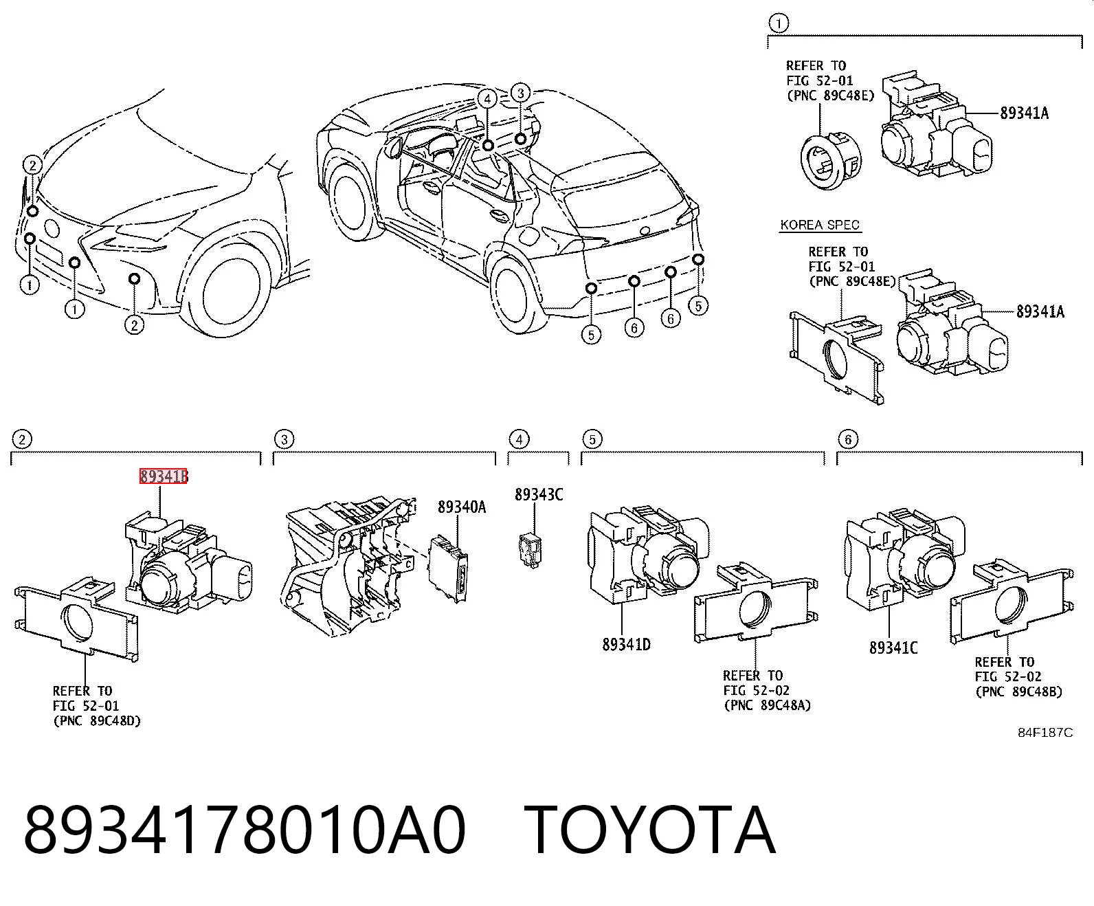 8934178010A0 Toyota Czujnik parkowania przedni boczny