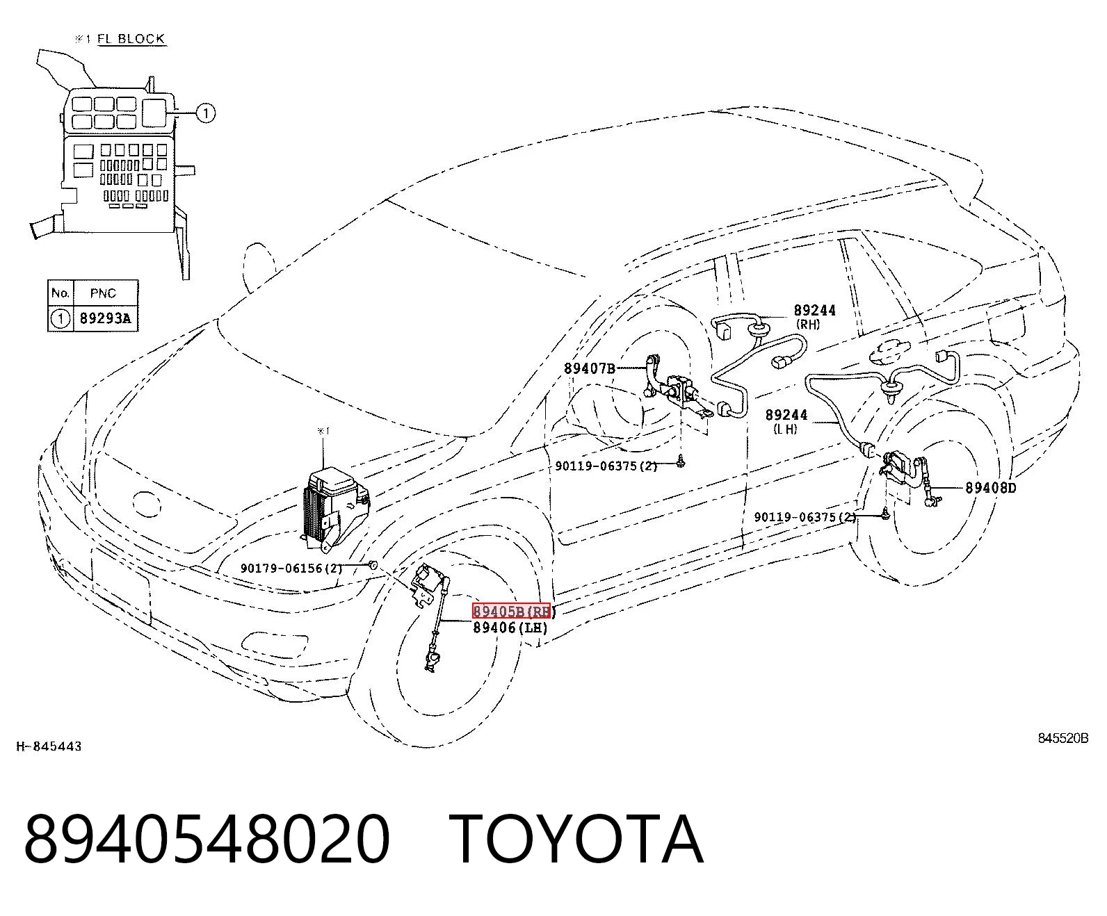 8940548020 Toyota Czujnik położenia pojazdu przedni prawy