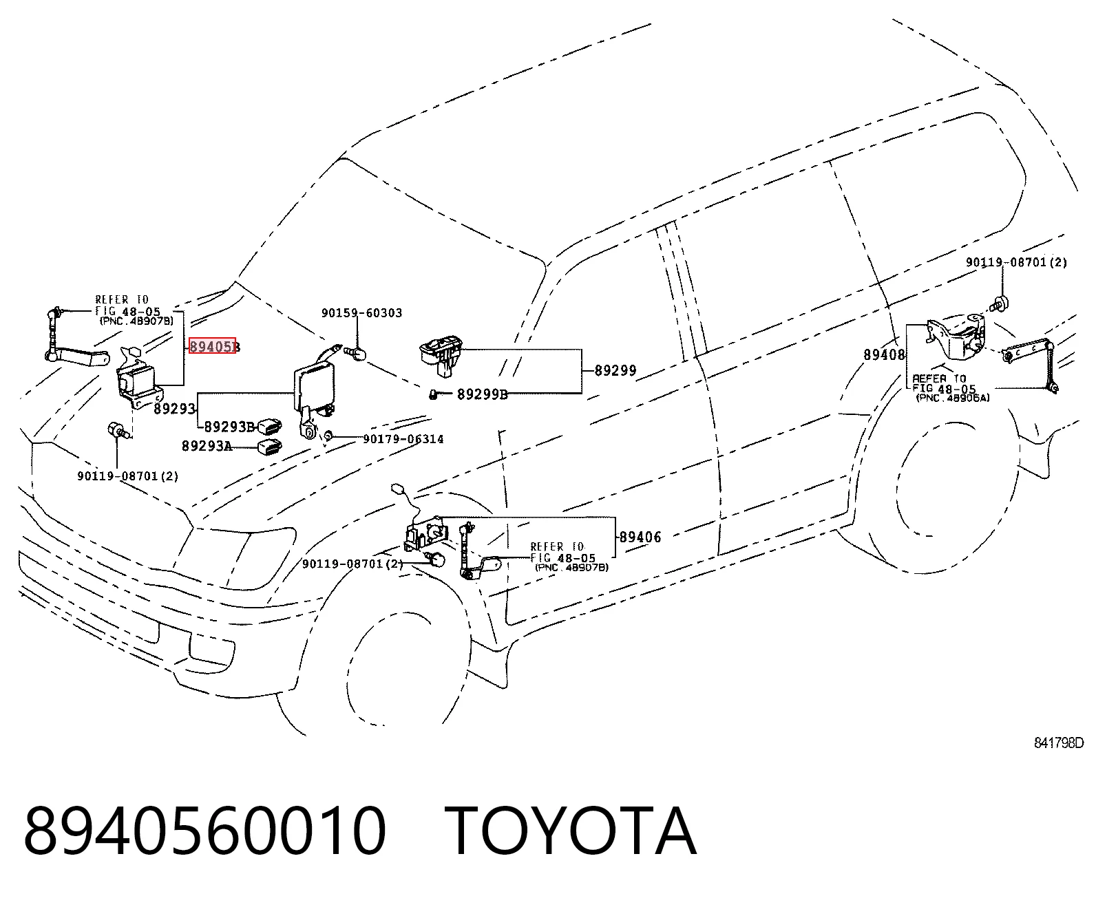 8940560010 Toyota Czujnik położenia pojazdu przedni prawy