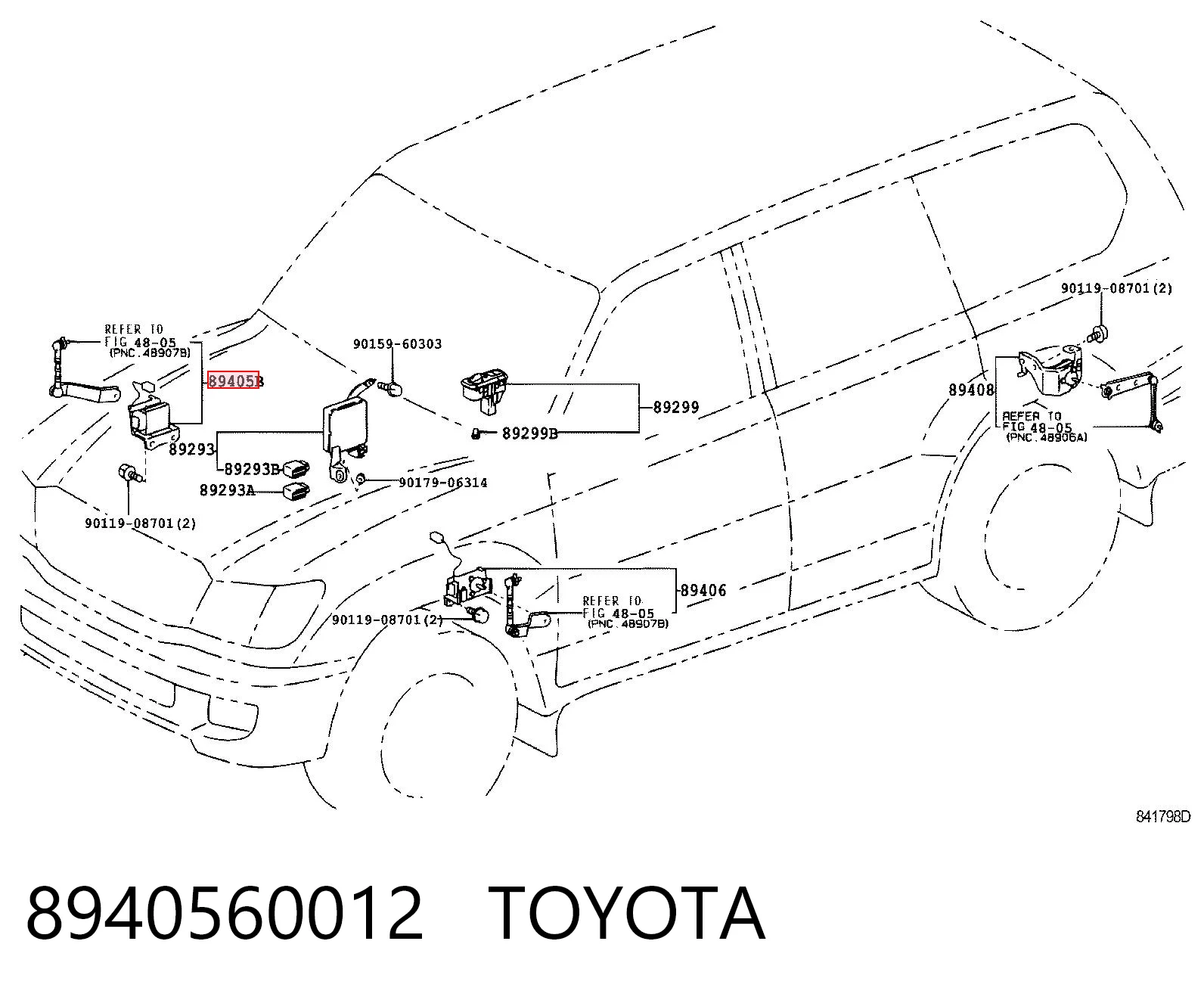 8940560012 Toyota Czujnik położenia pojazdu przedni prawy