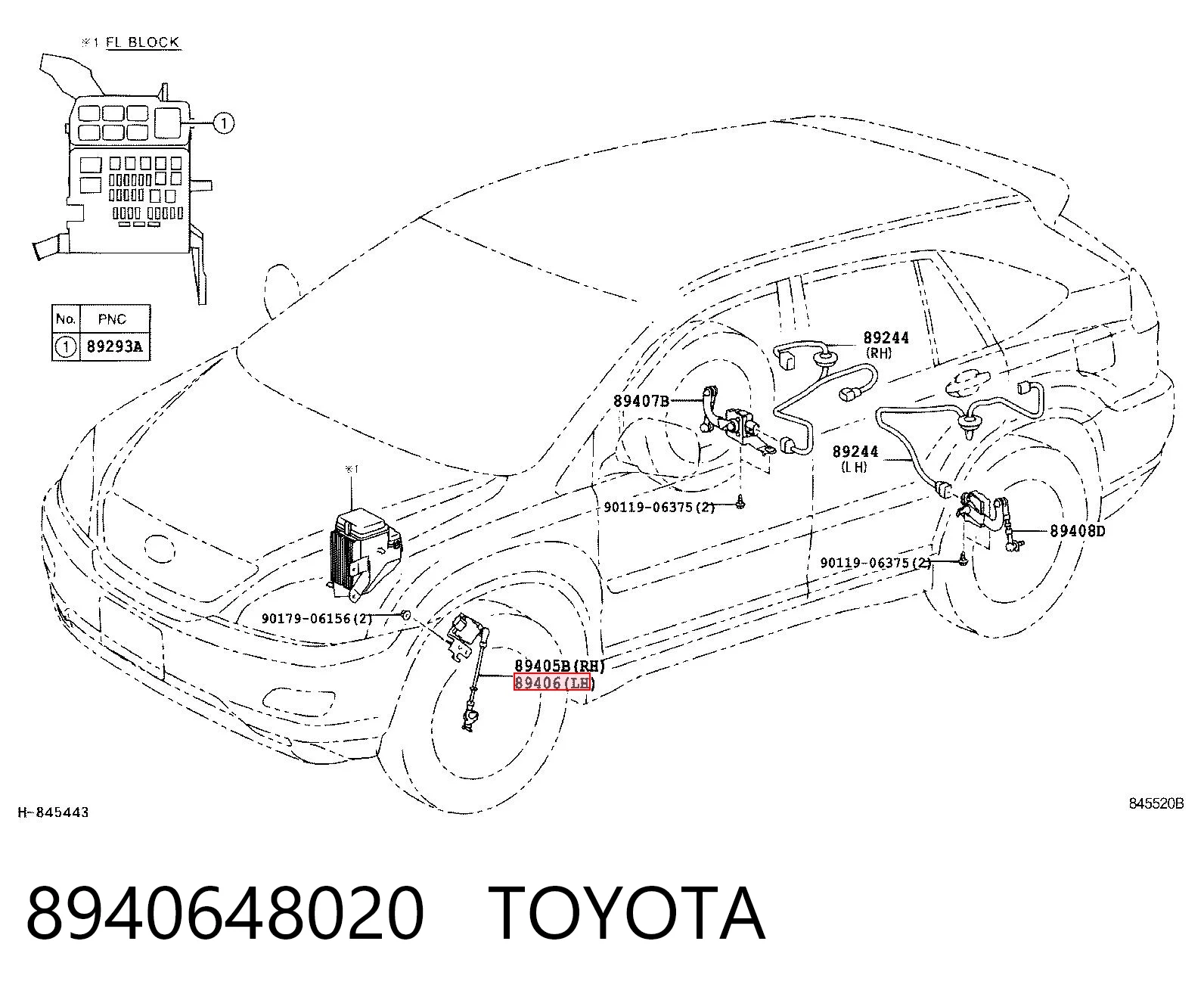 8940648020 Toyota Czujnik poziomowania karoserii przedni lewy