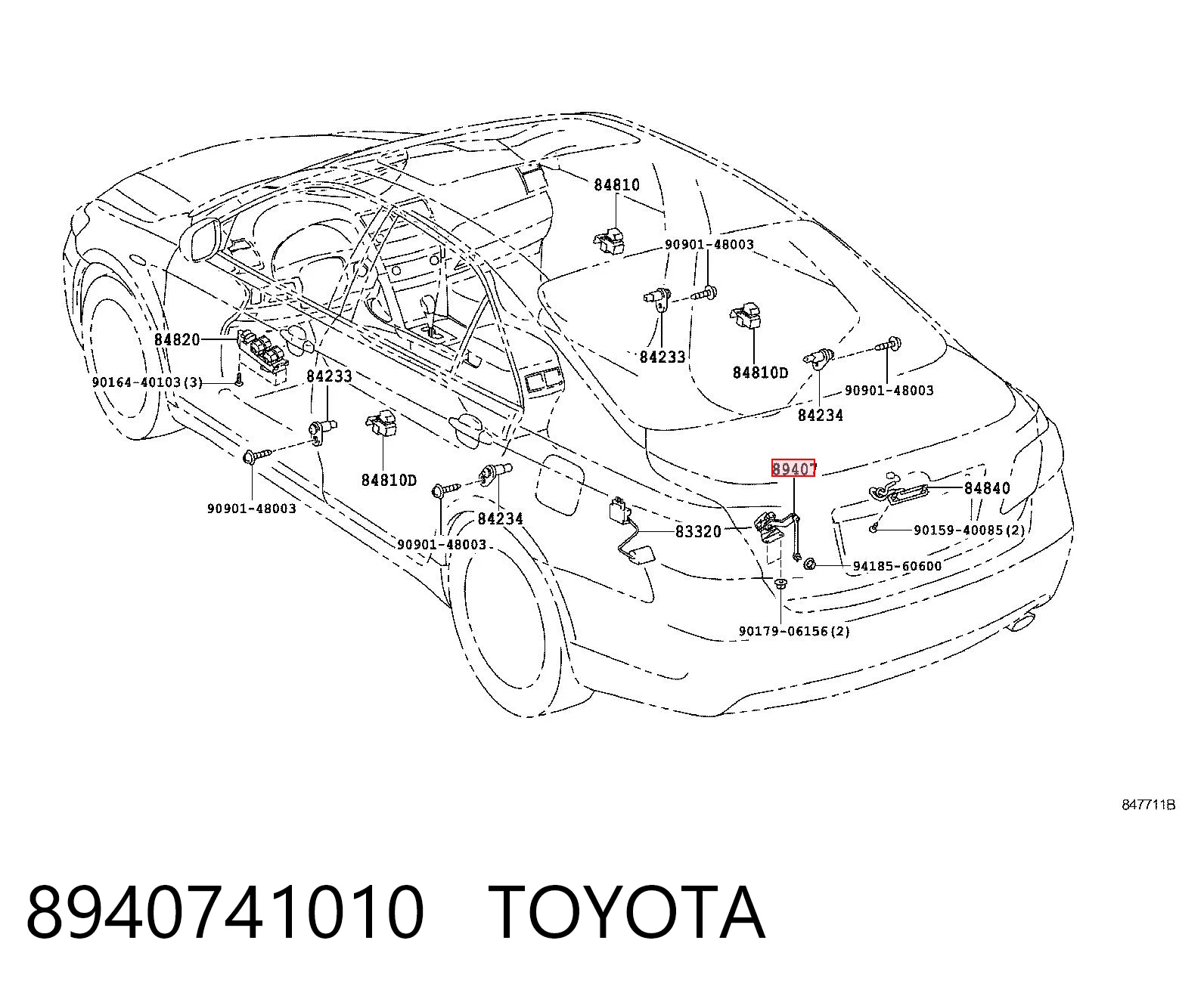 8940741010 Toyota Czujnik poziomowania karoserii tylny prawy