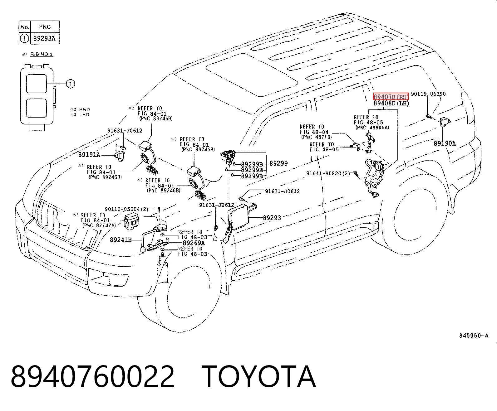 8940760022 Toyota Czujnik poziomowania karoserii tylny prawy
