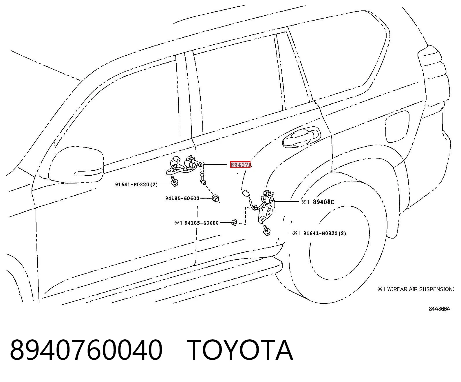8940760040 Toyota Czujnik poziomowania karoserii tylny prawy