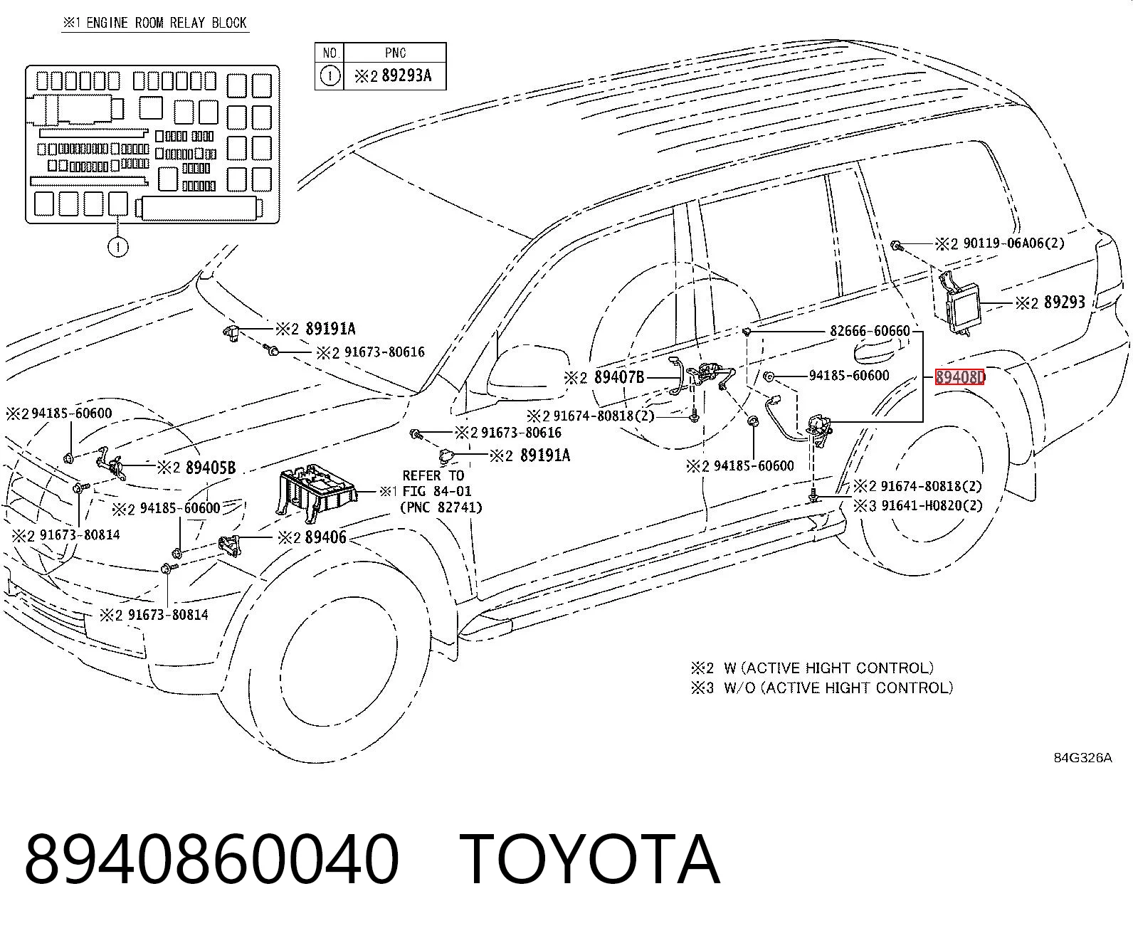 8940860040 Toyota Czujnik poziomowania karoserii tylny lewy