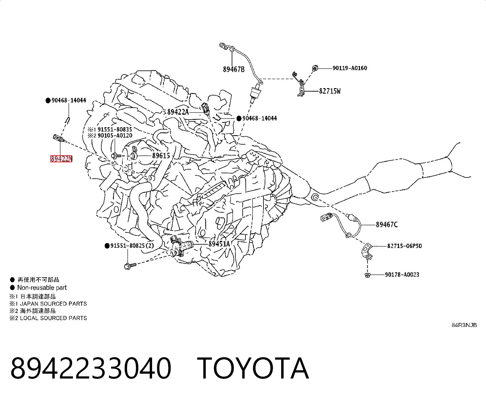 8942233040 Toyota Czujnik temperatury płynu chłodzącego