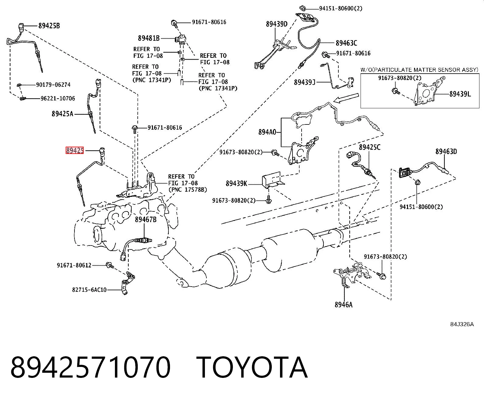8942571070 Toyota Czujnik temperatury spalin, przed filtrem cząstek stałych