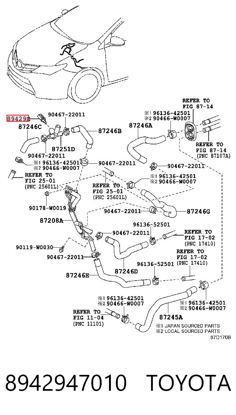 8942947010 Toyota Czujnik temperatury płynu chłodzącego, na desce rozdzielczej