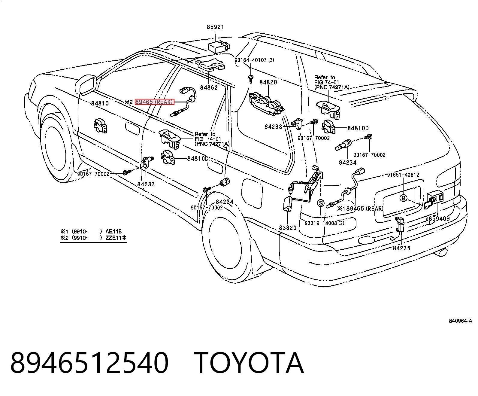 8946512540 Toyota Sonda lambda czujnik tlenu przed katalizatorem