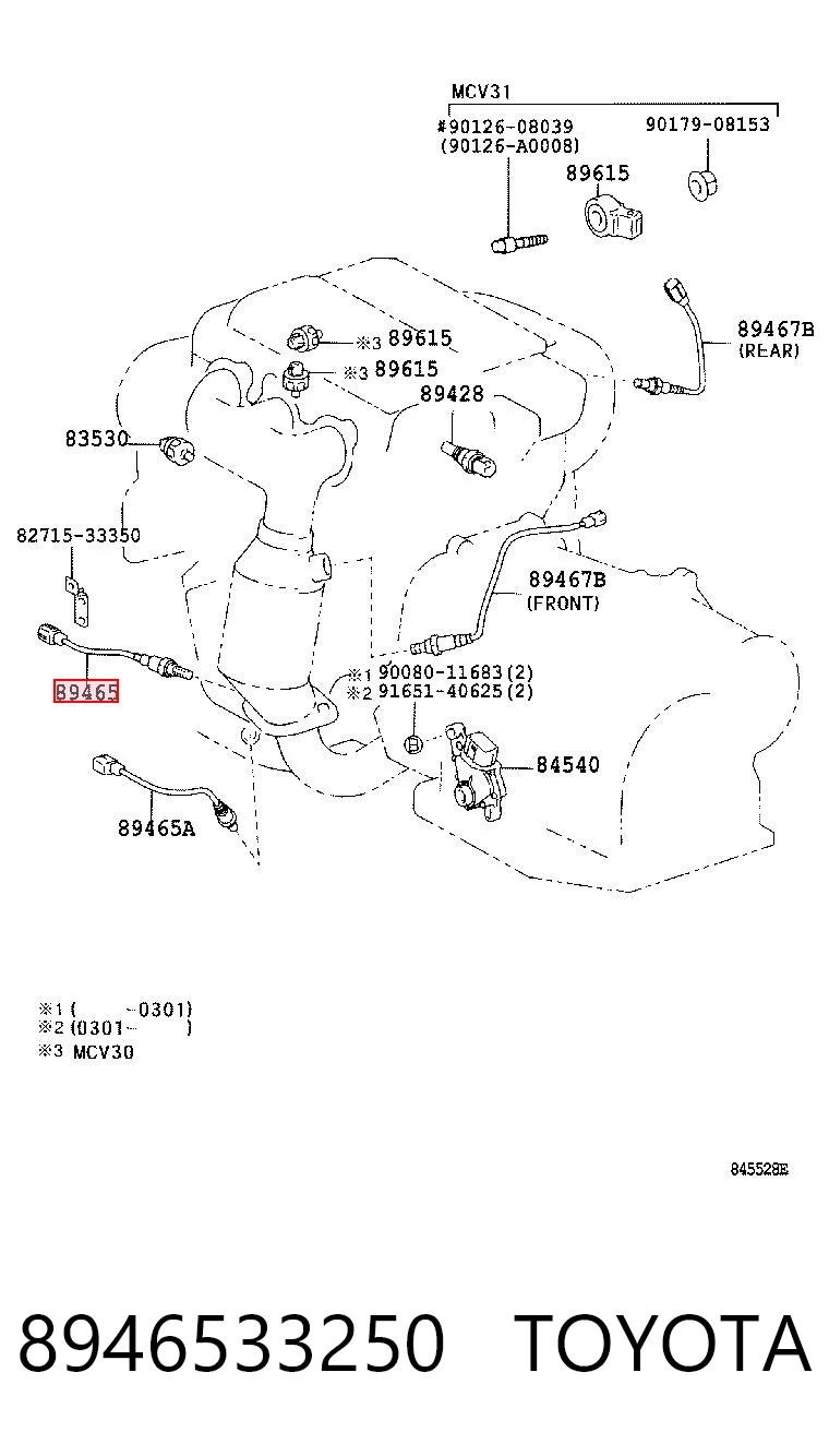 8946533250 Toyota Sonda lambda czujnik tlenu po katalizatorze