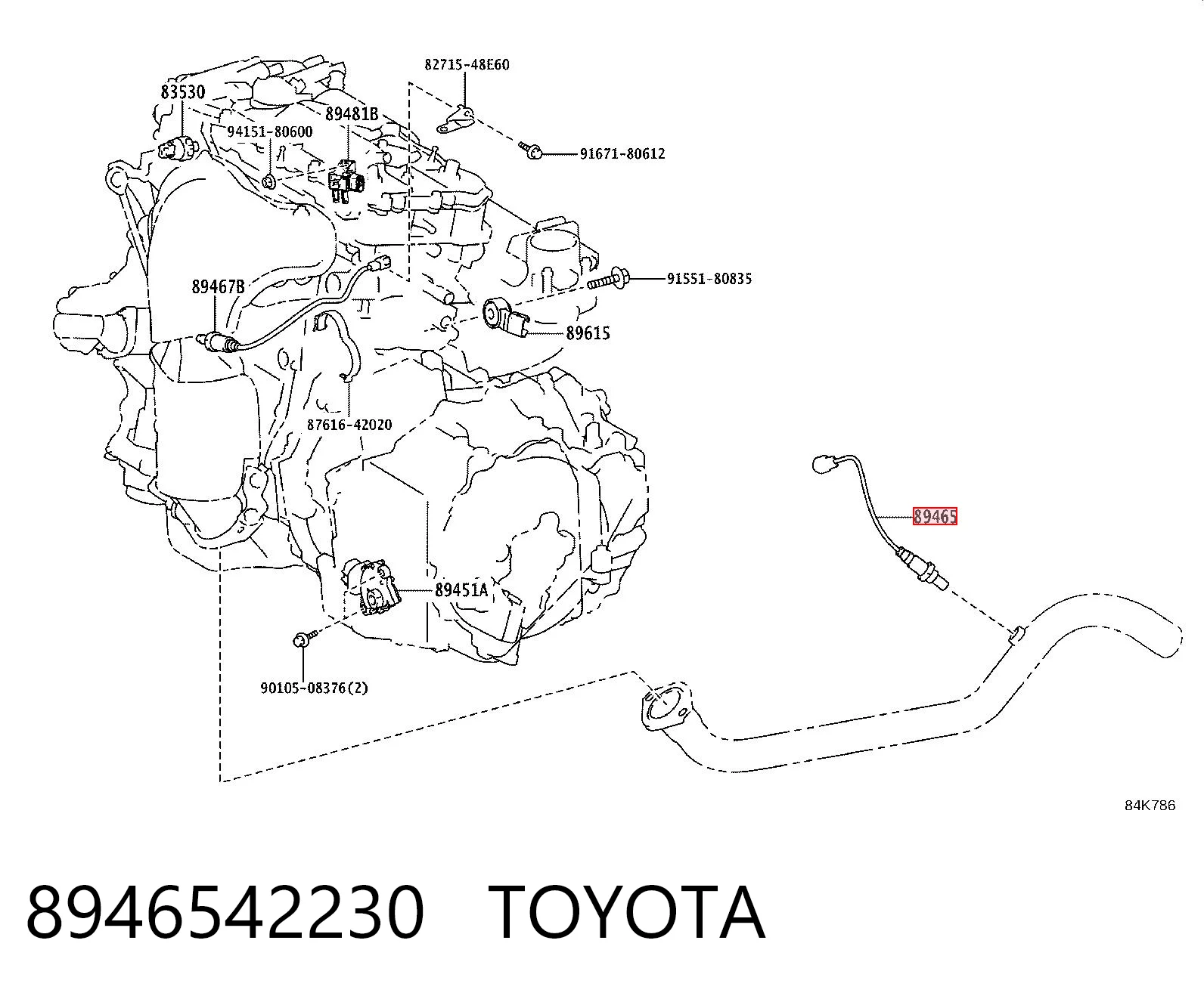 8946542230 Toyota Sonda lambda czujnik tlenu po katalizatorze