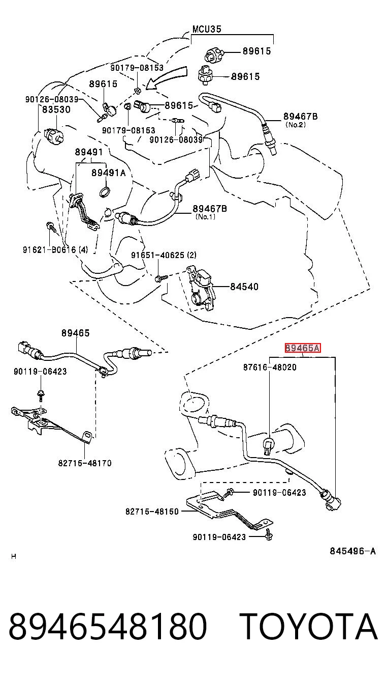 8946548180 Toyota Sonda lambda czujnik tlenu po katalizatorze prawy
