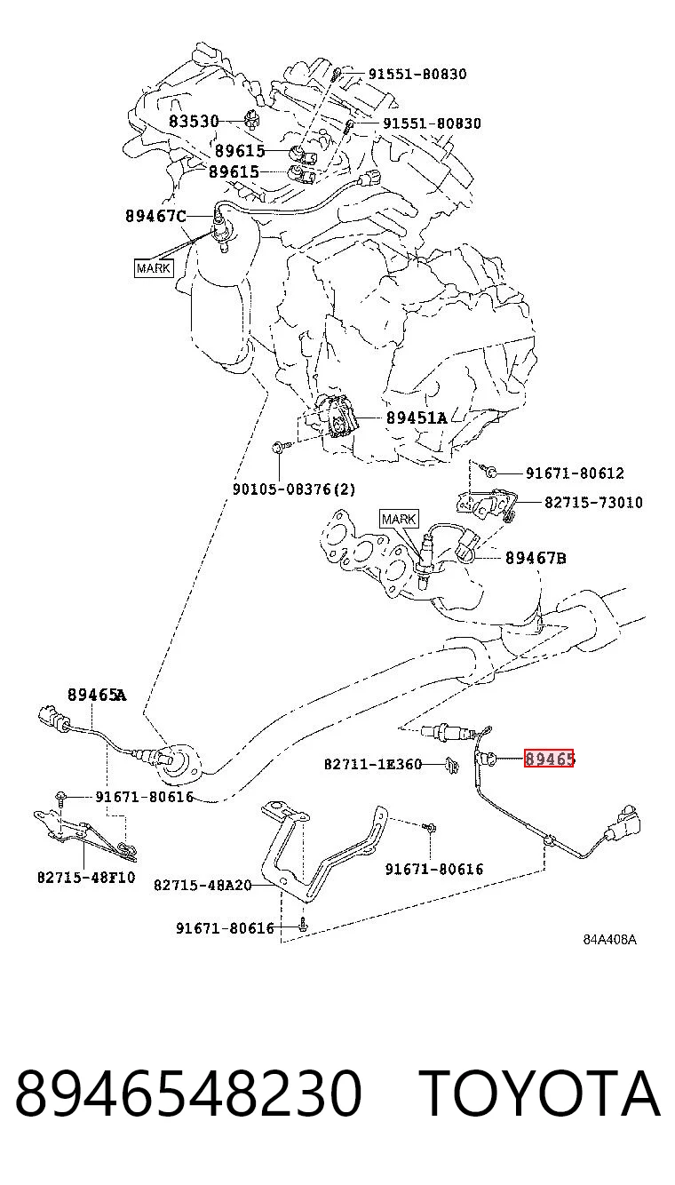 8946548230 Toyota Sonda lambda czujnik tlenu po katalizatorze prawy