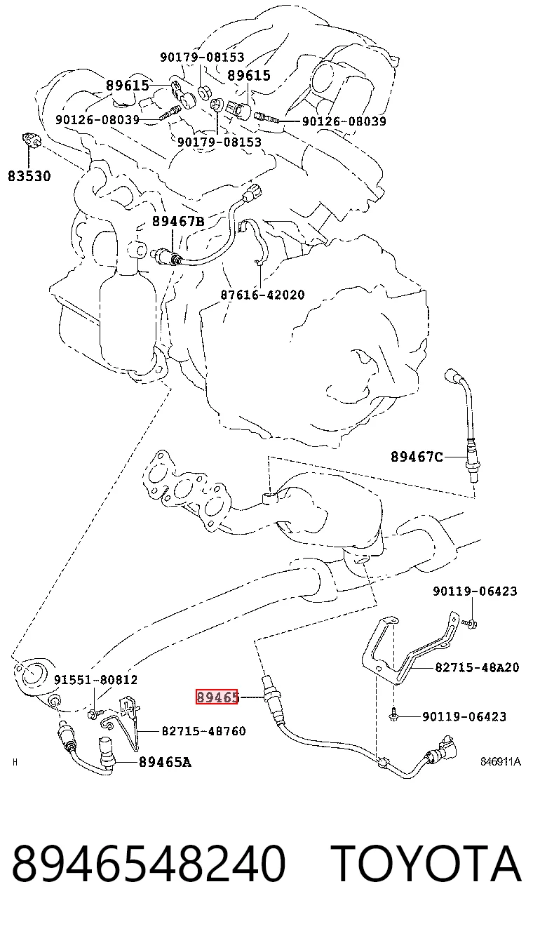 8946548240 Toyota Sonda lambda czujnik tlenu po katalizatorze prawy
