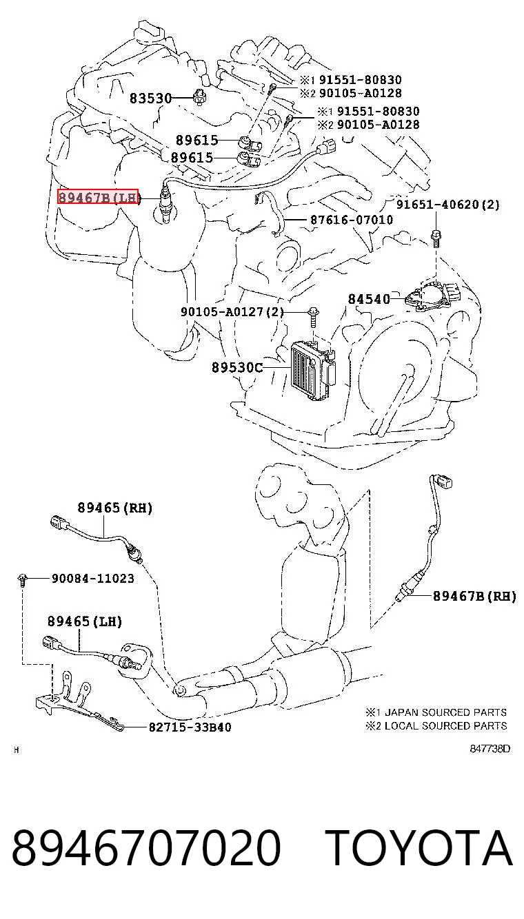 8946707020 Toyota Sonda lambda czujnik tlenu przed katalizatorem