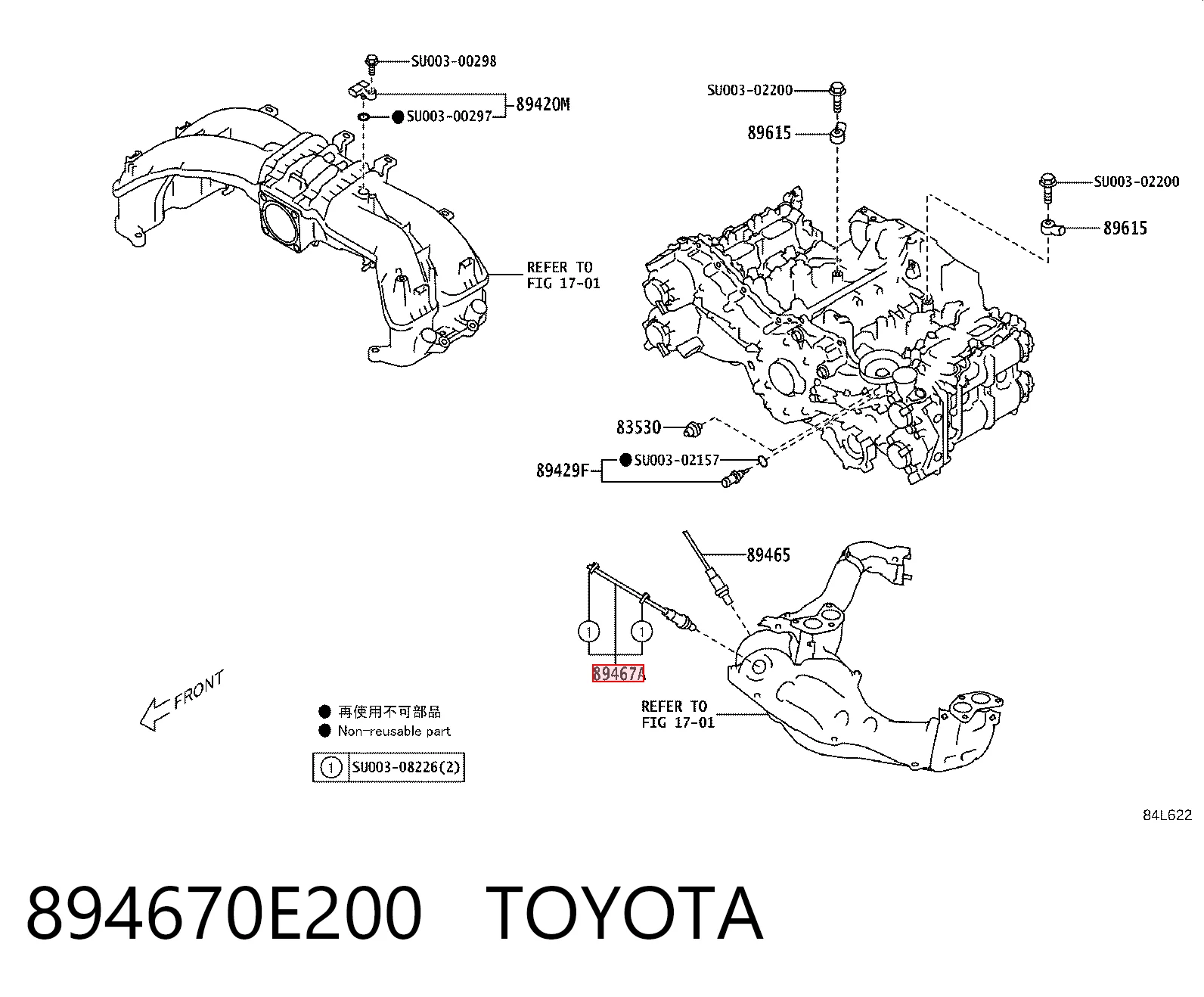 894670E200 Toyota Sonda lambda czujnik tlenu przed katalizatorem
