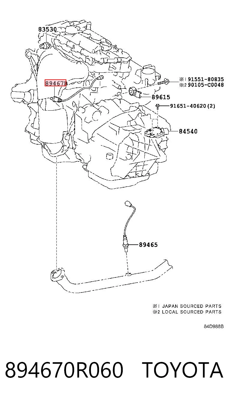 894670R060 Toyota Sonda lambda czujnik tlenu przed katalizatorem