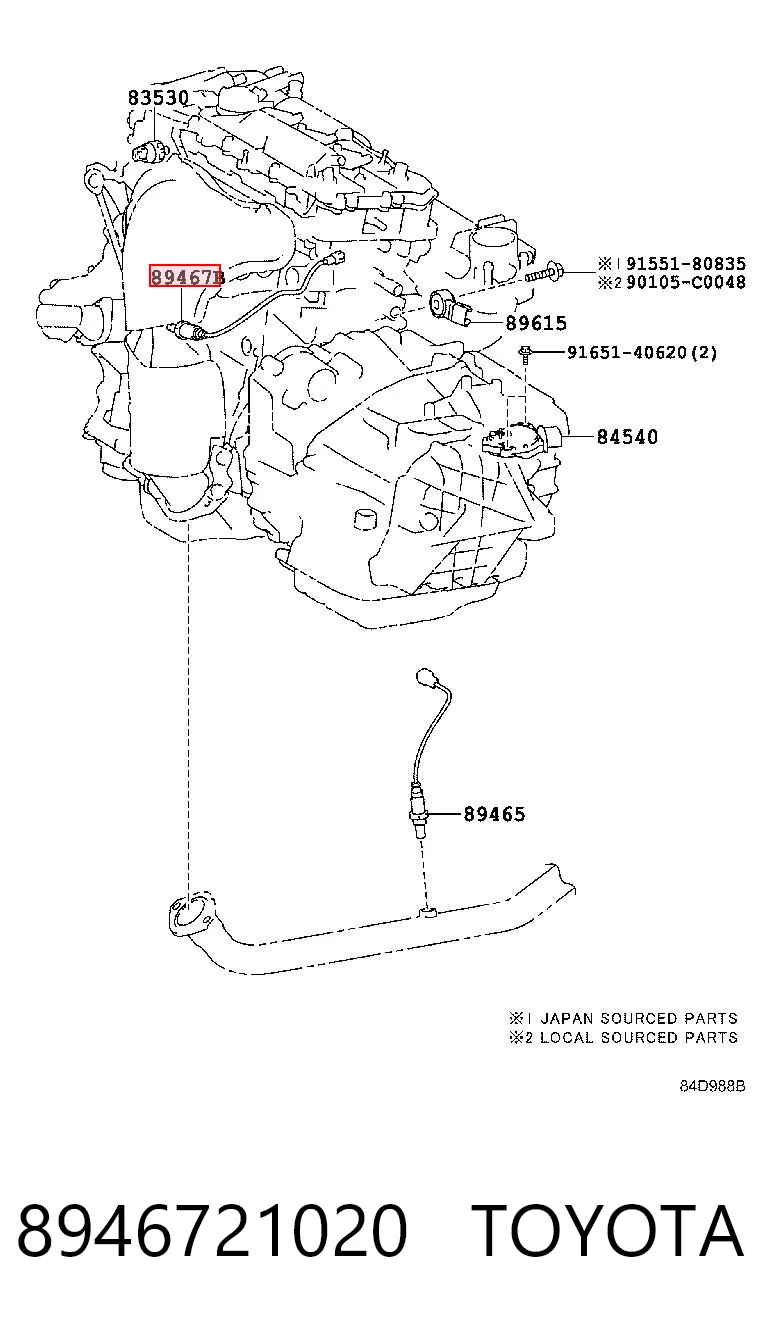 8946721020 Toyota Sonda lambda czujnik tlenu przed katalizatorem