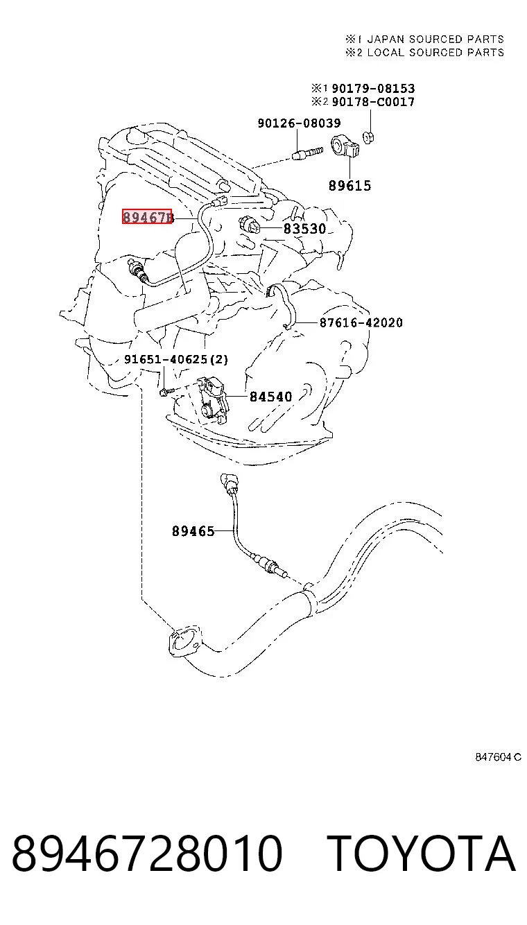 8946728010 Toyota Sonda lambda, czujnik zubożonej mieszanki