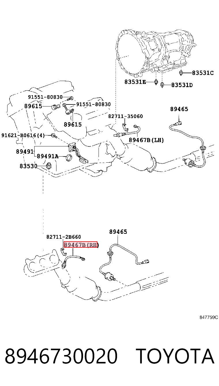 8946730020 Toyota Sonda lambda czujnik tlenu przed katalizatorem lewy