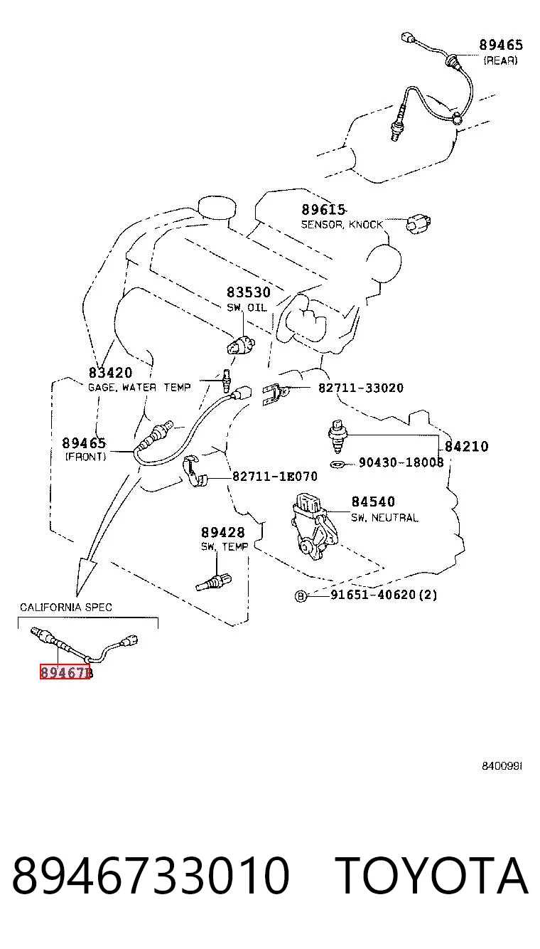 8946733010 Toyota Sonda lambda, czujnik tlenu