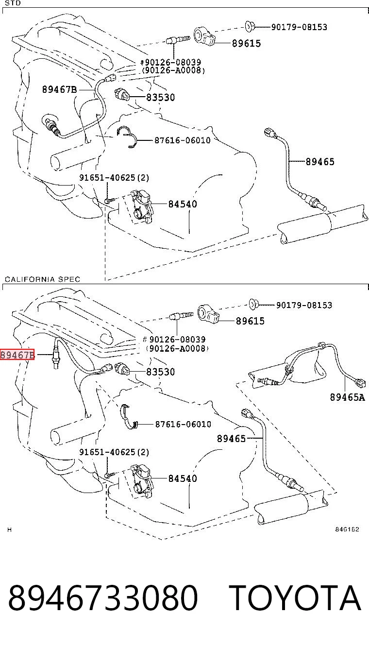 8946733080 Toyota Sonda lambda, czujnik tlenu